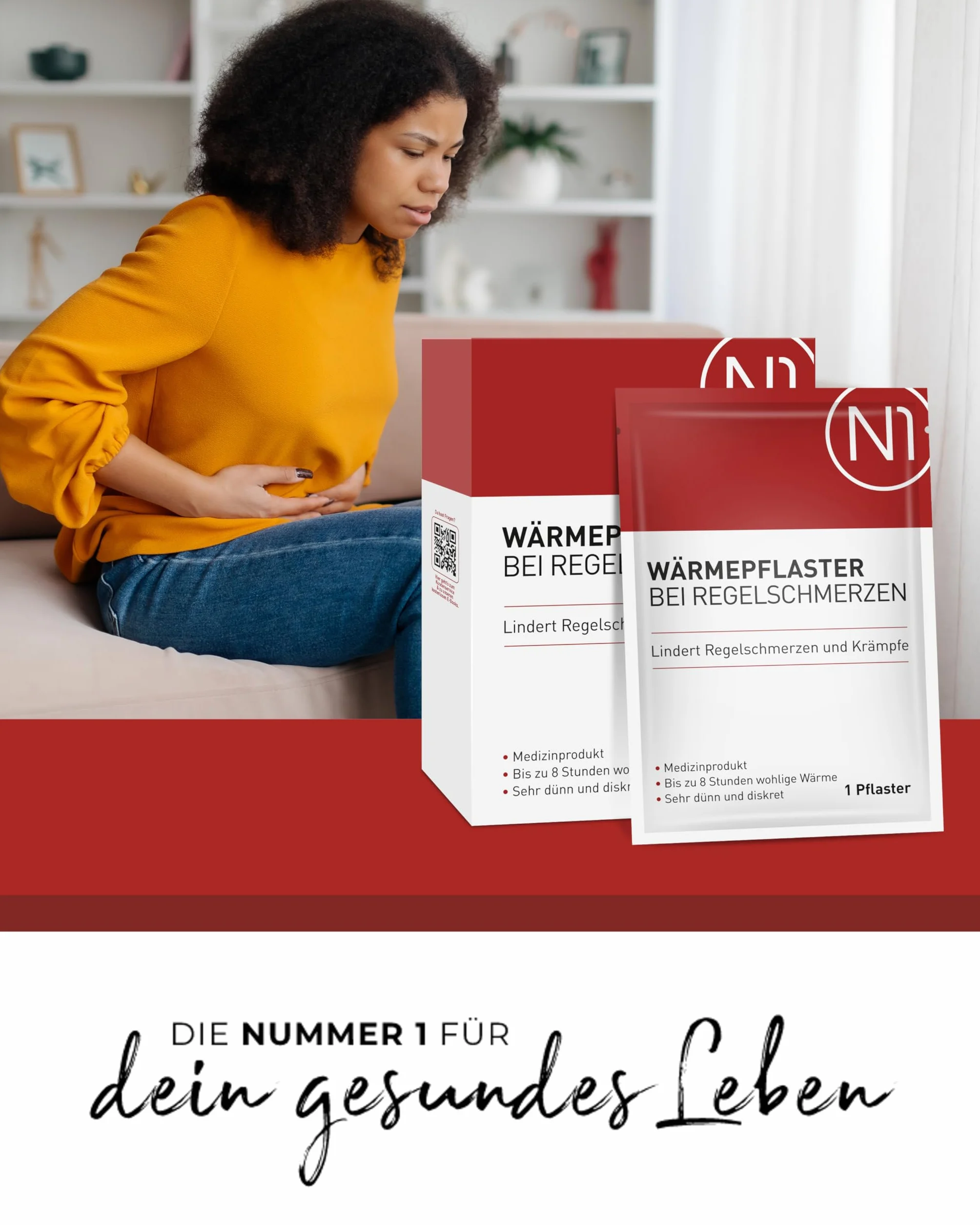 N1 Plastry rozgrzewające na ból regularny, 4 szt. – łagodzi bóle miesiączkowe i skurcze – rozluźnia brzuch – menstruacyjny pas rozgrzewający – zamiennik termoforu