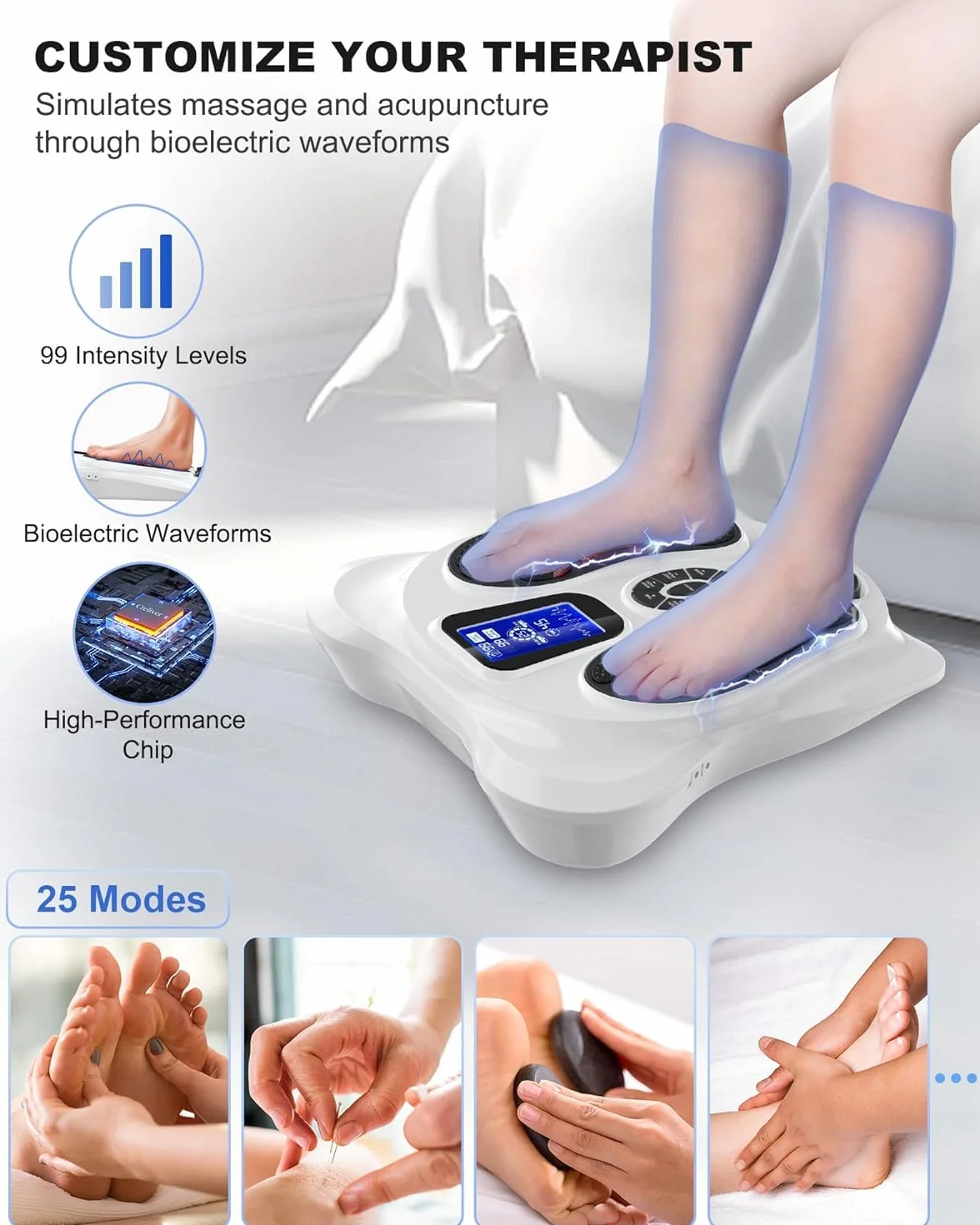 Creliver Medic Stymulator krążenia krwi w nogach, EMS & TENS, stymuluje krążenie krwi, zwalcza bóle kolan i nóg oraz obrzęki między stopą a udami, aktywnie poprawia krążenie krwi