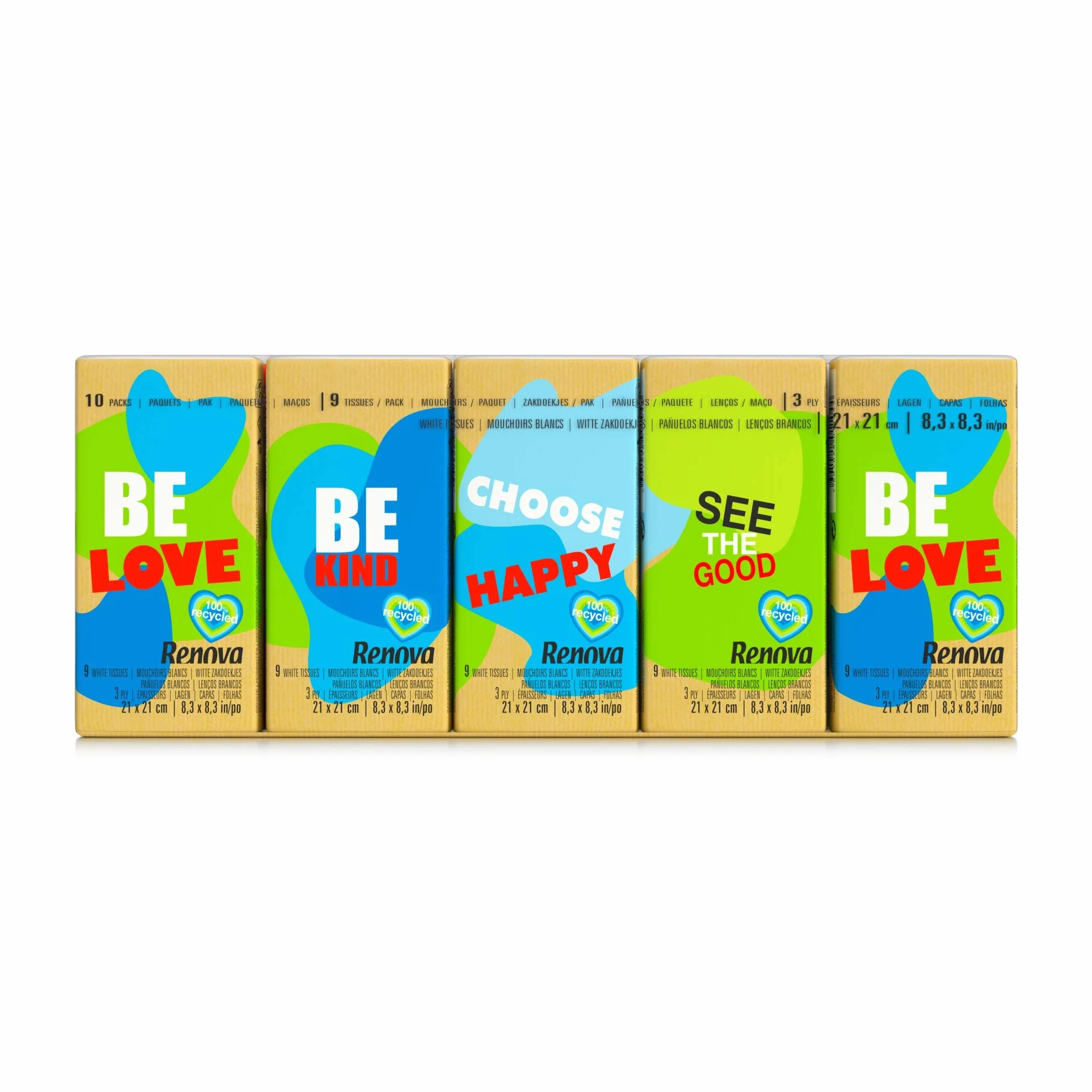 RENOVA 100% Recycled Chusteczki Kieszonkowe - 10 Pakietek