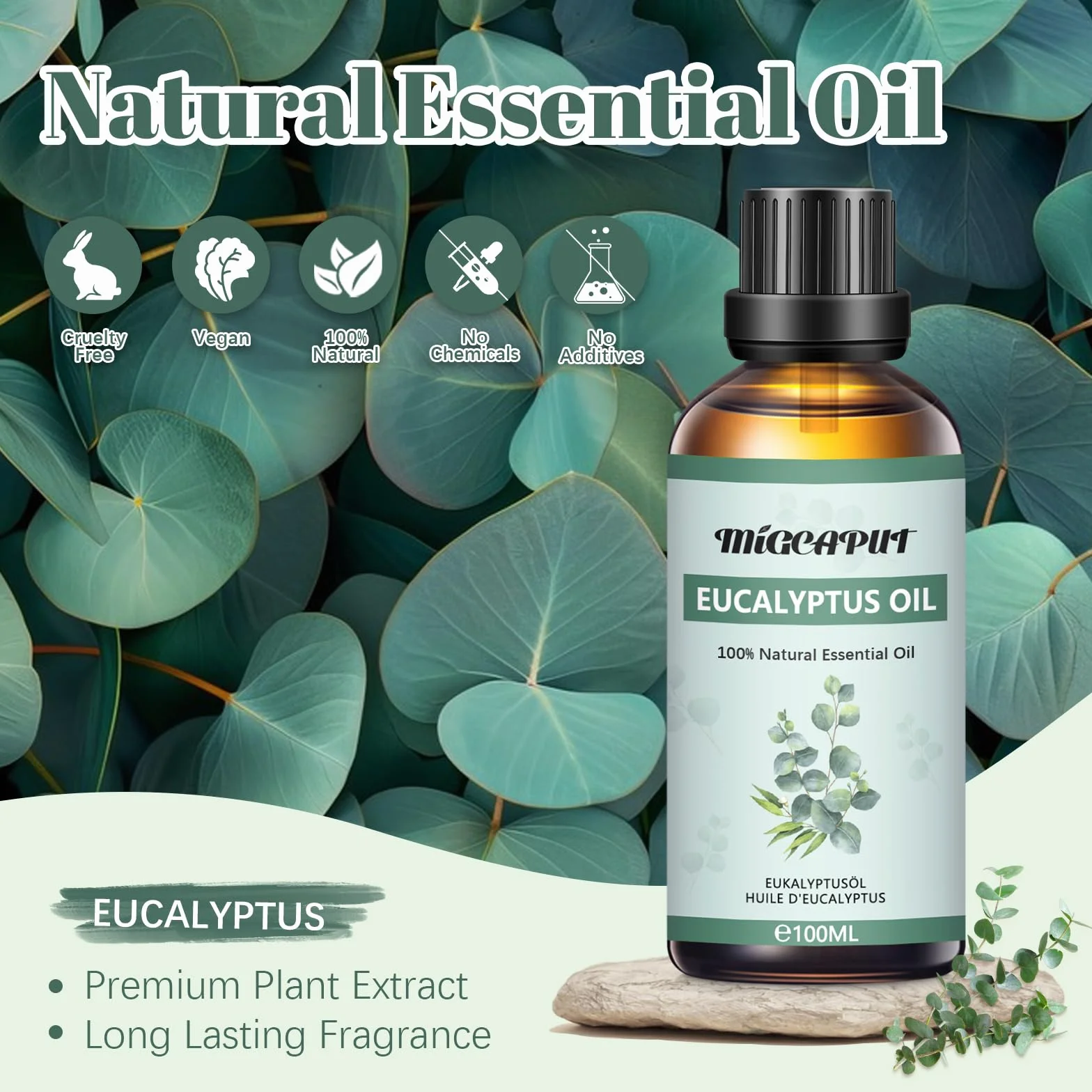 Olejek Eteryczny z Eukaliptusa 100ML Naturalny Aromaterapeutyczny do Dyfuzora SPA Masażu