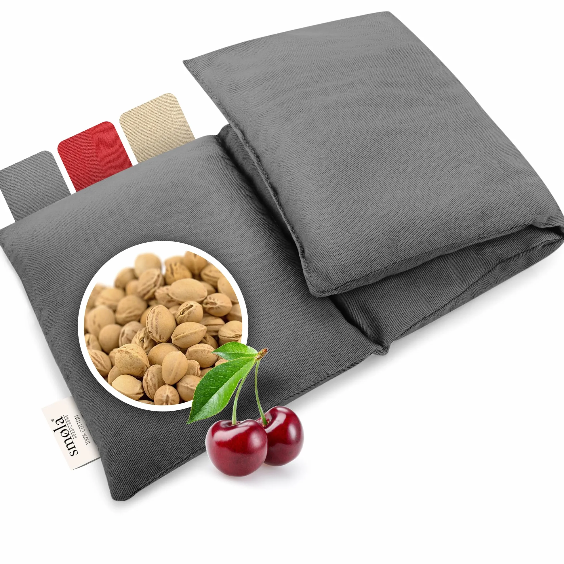 Poduszka z pestkami wiśni duża, do kuchenki mikrofalowej, 50 x 20 cm – poduszka z ziarnami na plecy, kark, ramiona, ogrzewacz nerek, poduszka rozgrzewająca i chłodząca, naturalna butelka na