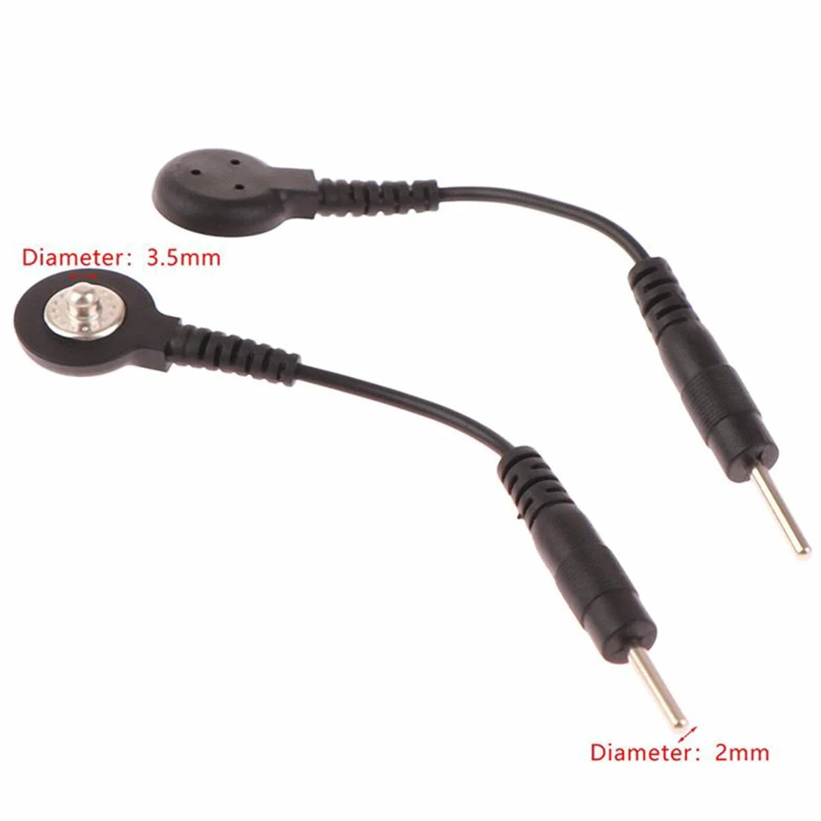 TENS elektrody kablowe 3,5 mm zatrzaskowe do pinów 2 mm 4 sztuki