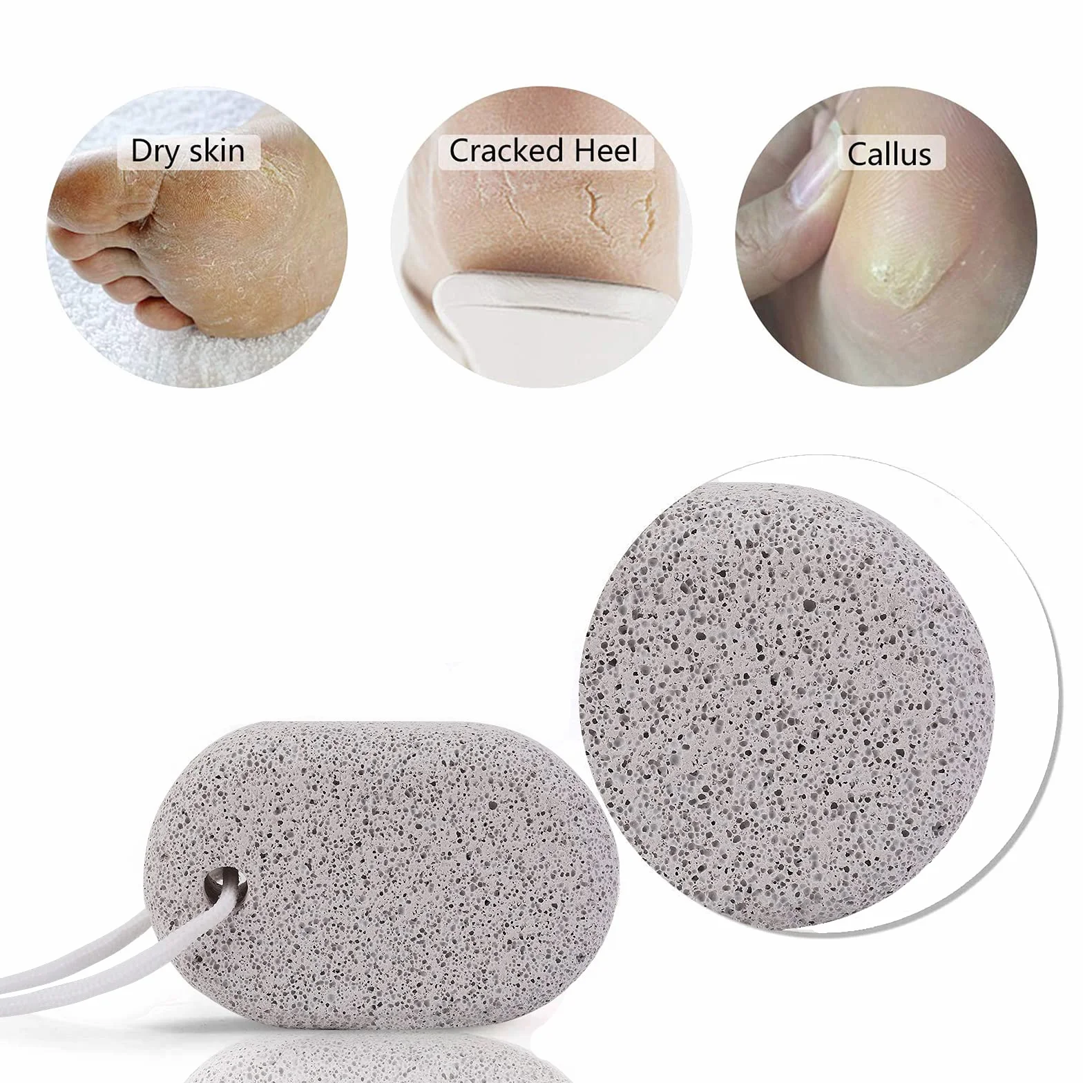 Naturalny pumeks do stóp 3 szt., narzędzia do pedicure PHOGARY Lava narzędzia do pedicure z twardą skórą, środek do usuwania zrogowaciałego naskórka