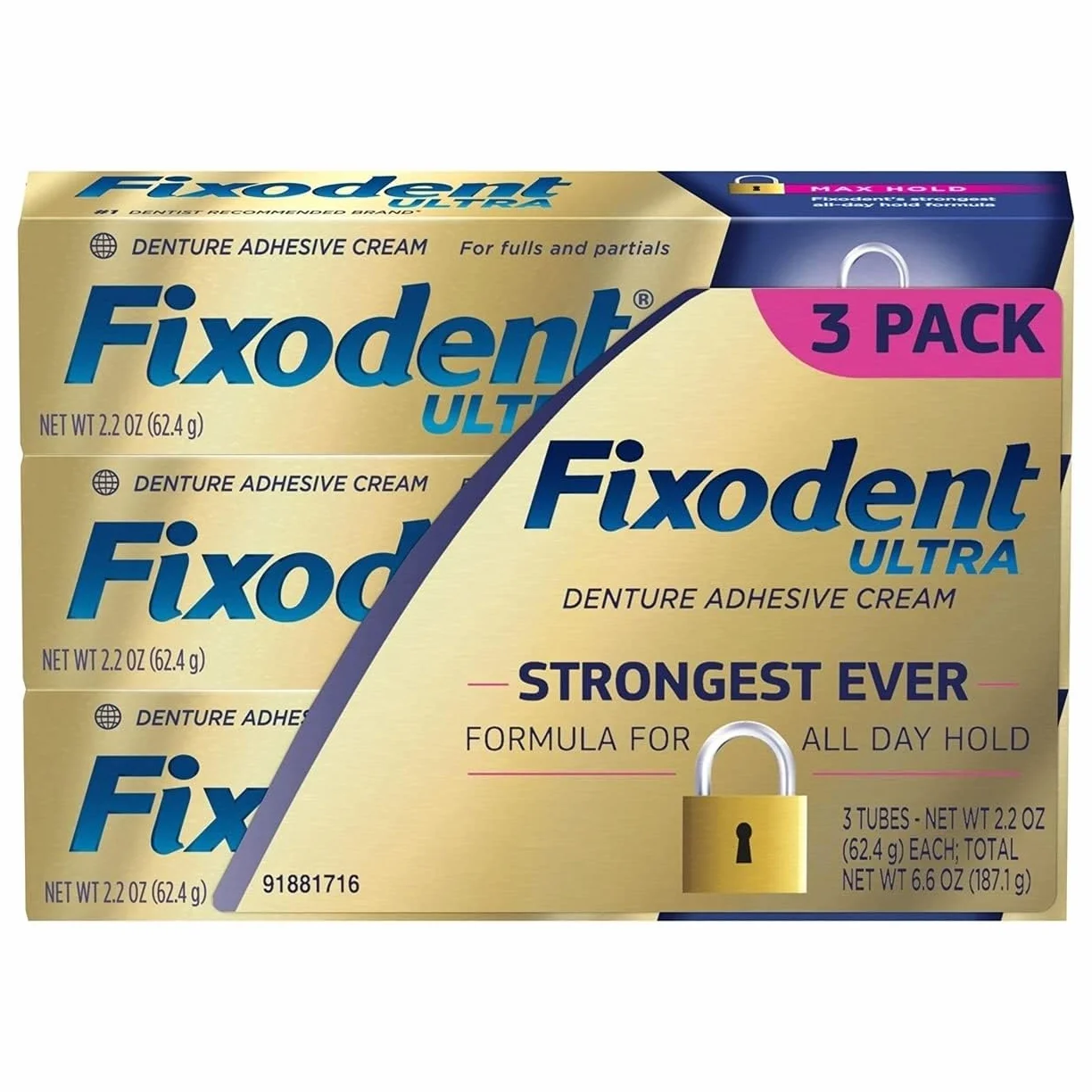 Fixodent Ultra Max Hold klej do zębów 62,4 g opakowanie 3 szt