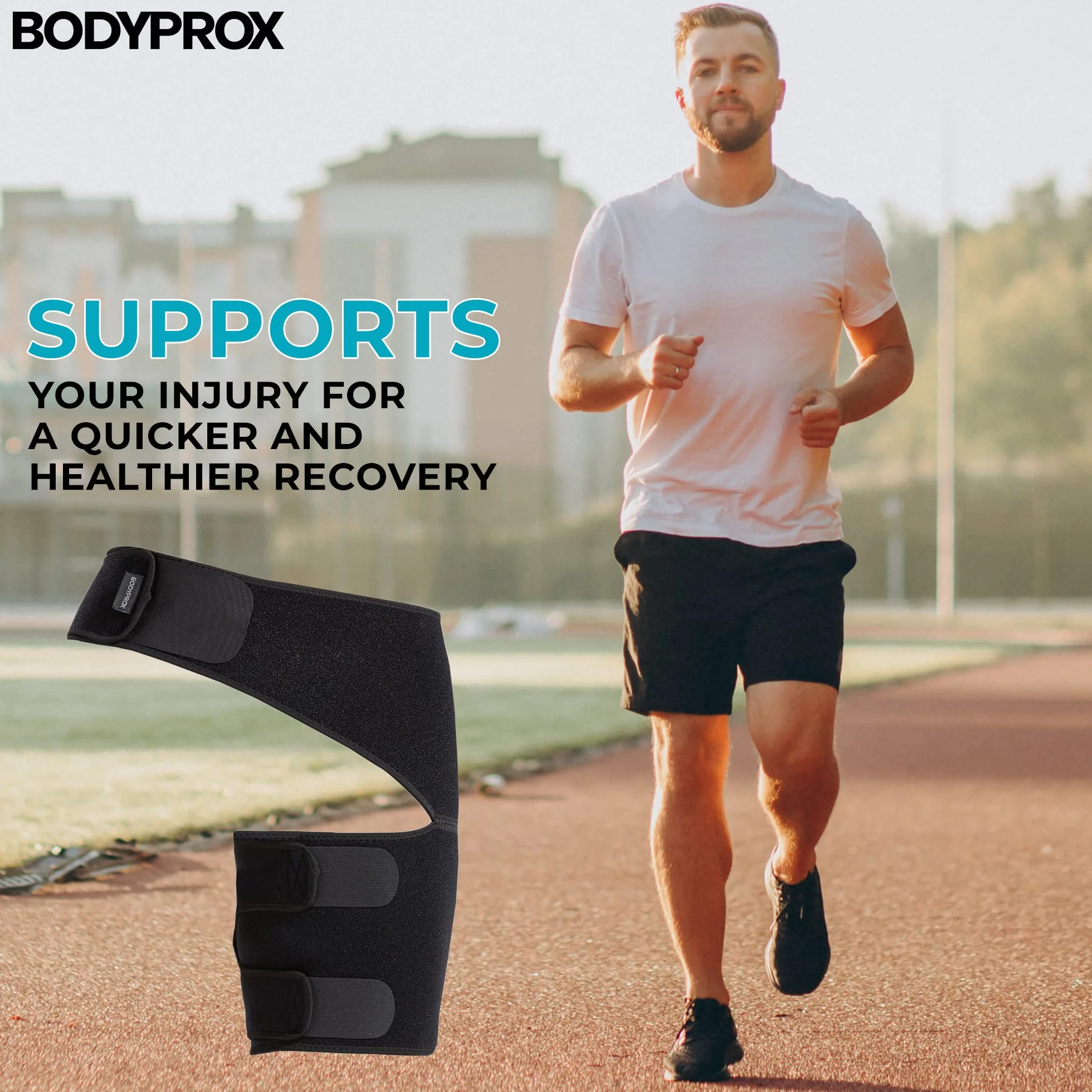 Bodyprox Groin Wrap, regulowane wsparcie dla bólu bioder, uchwytu, ścięgna, uda i nerwu kulszowego