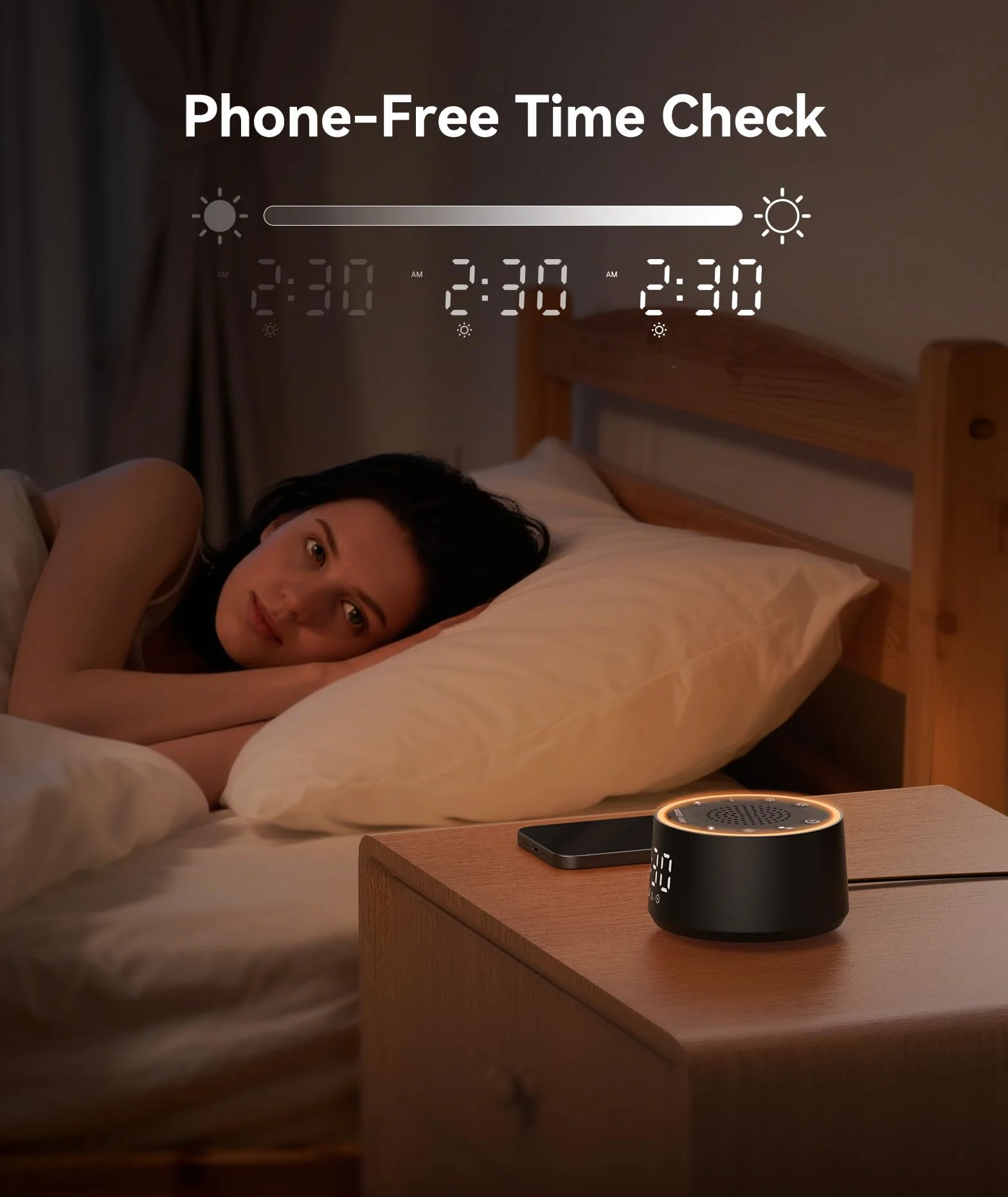 Dreamegg White Noise Machine - D1 Nova biały szum dla niemowląt i dorosłych, 25 uspokajających dźwięków, 10 lampek nocnych, przyciemniany wyświetlacz, budzik bez telefonu dla sypialni, idealna pomoc