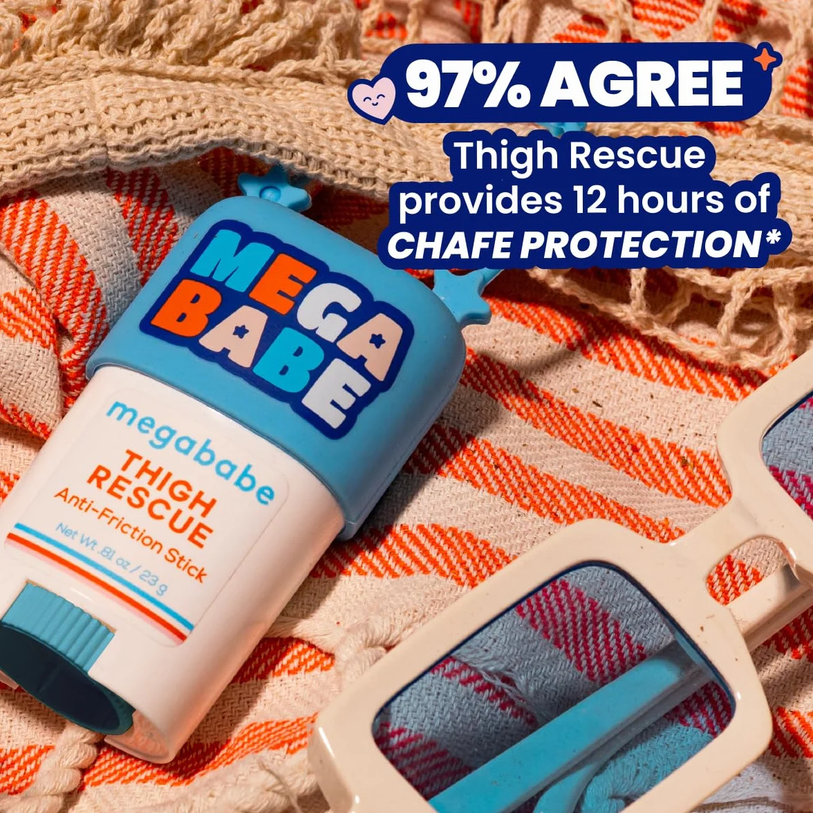 Megababe Mini Thigh Rescue Anti Chafe Stick – matowy, naturalny, przeciwzapalny, nawilżający, granat, do wszystkich rodzajów skóry, 1 sztuka