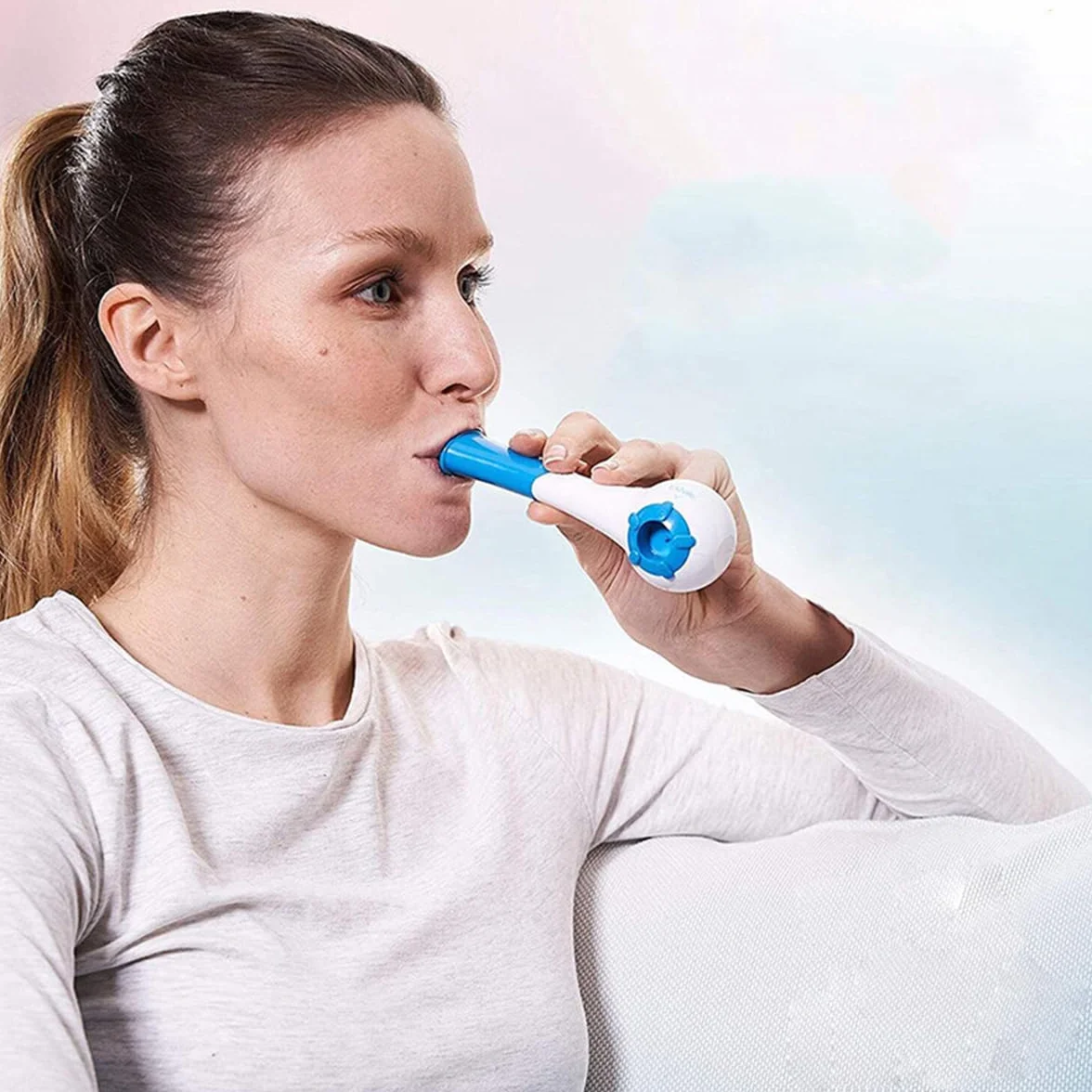 Alnicov Lung Exerciser Air Pulse do terapii oddechowej Ręczny trenażer do odzyskiwania oddechu płuc (niebieski)