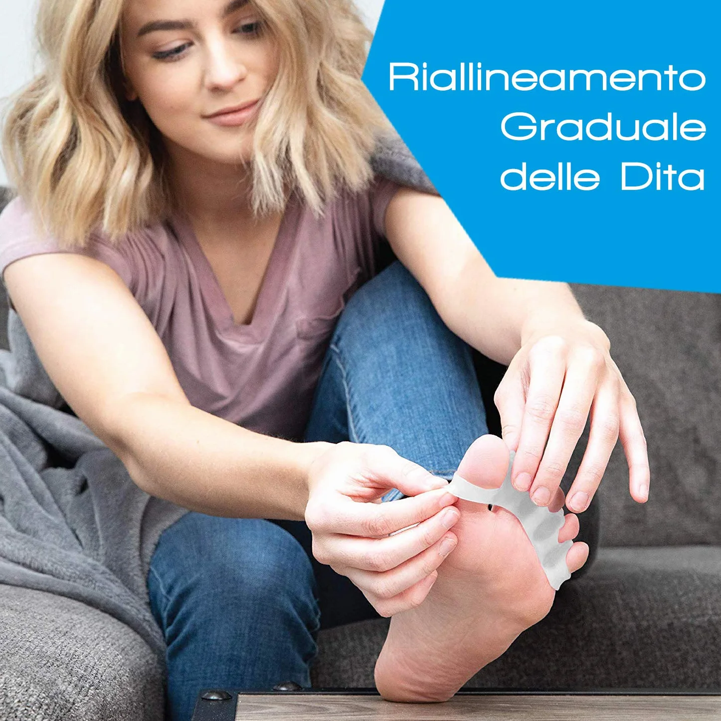 Italscout - Ochraniacz na palucha koślawego - ochrona dla mężczyzn i kobiet, separator i korektor z żelu silikonowego SEBS zapobieganie bólom kaletki, dystansowy prostuje palce, stopy młotek