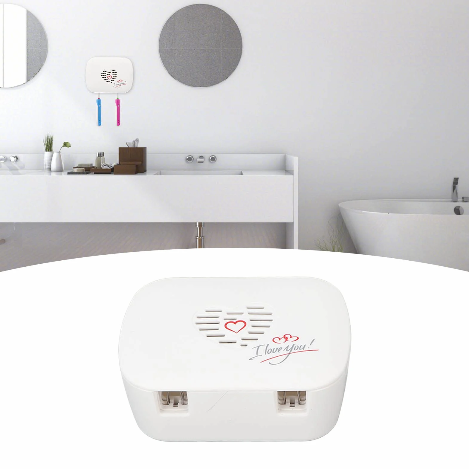 Środek do czyszczenia szczoteczek UV, przenośny uchwyt na środek dezynfekujący do głębokiej szczoteczki do zębów Organizer Case, naścienny ładowanie USB 2 gniazda łazienkowe szczoteczki do zębów Stoja