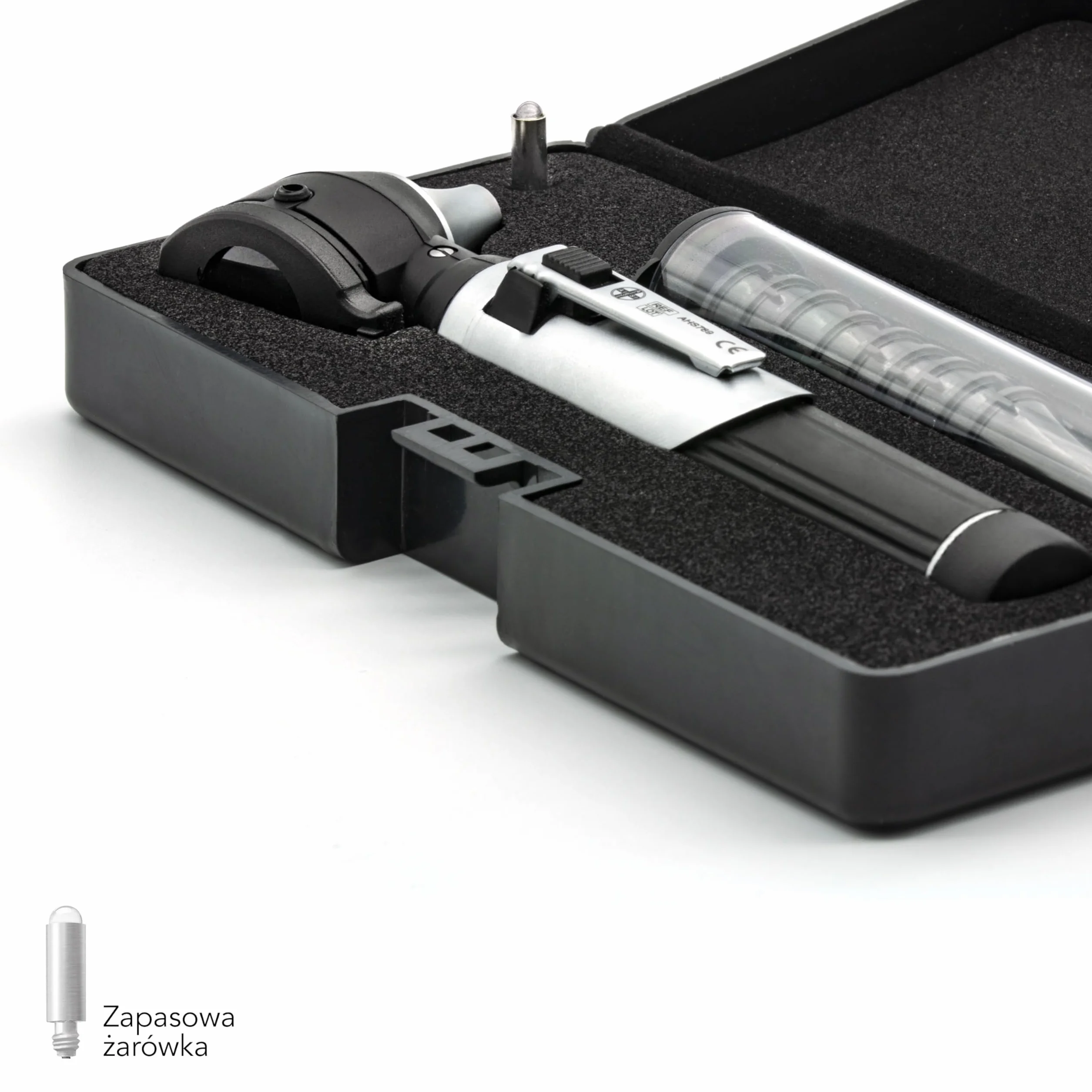 AIESI® Otoskop medyczny profesjonalny kieszonkowy z włóknami optycznymi, z 3V białym oświetleniem LED VISIOSCOPE, Żarówka zapasowa, Gwarancja 24 miesiące