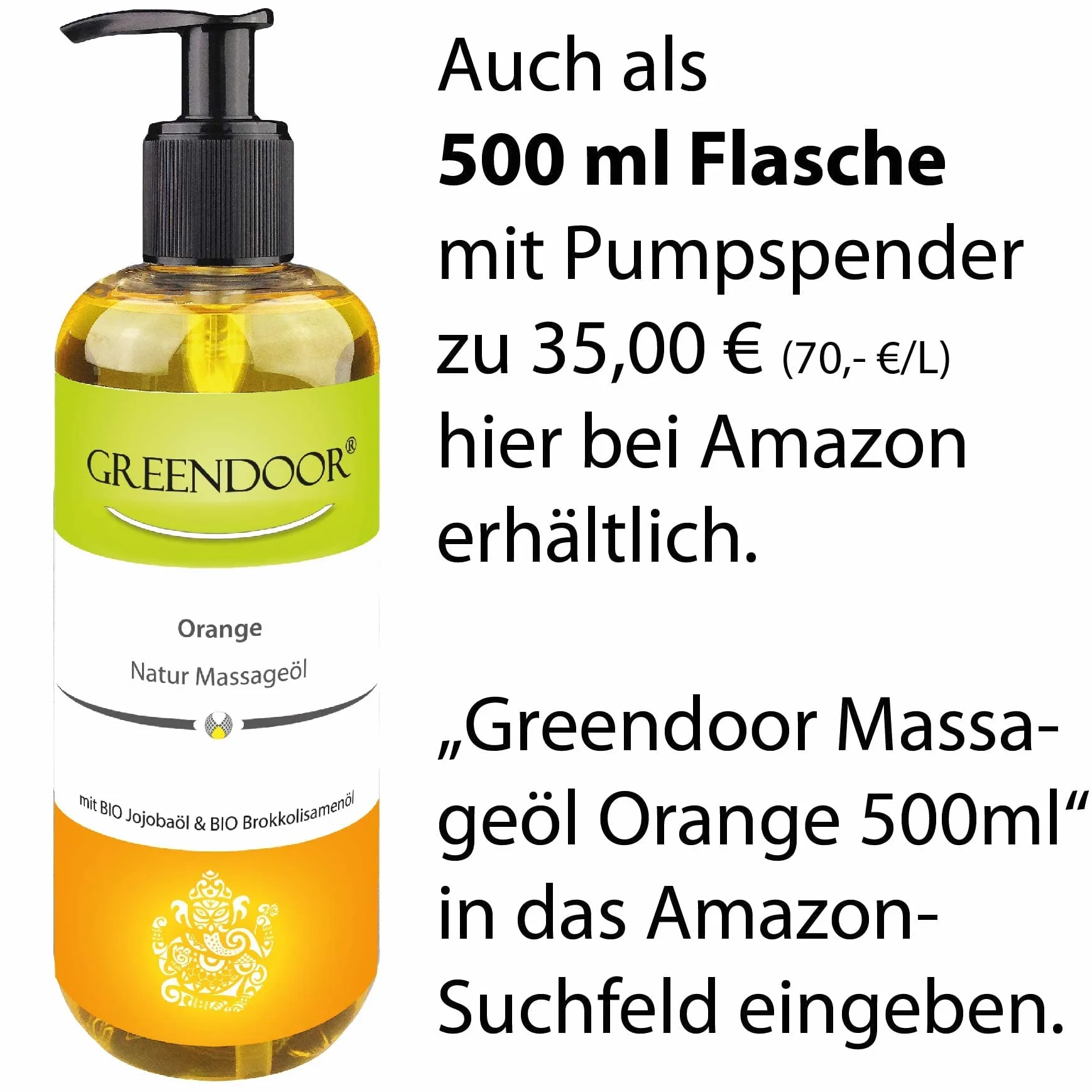 GREENDOOR Pomarańczowy olejek do masażu, 100 ml, naturalny