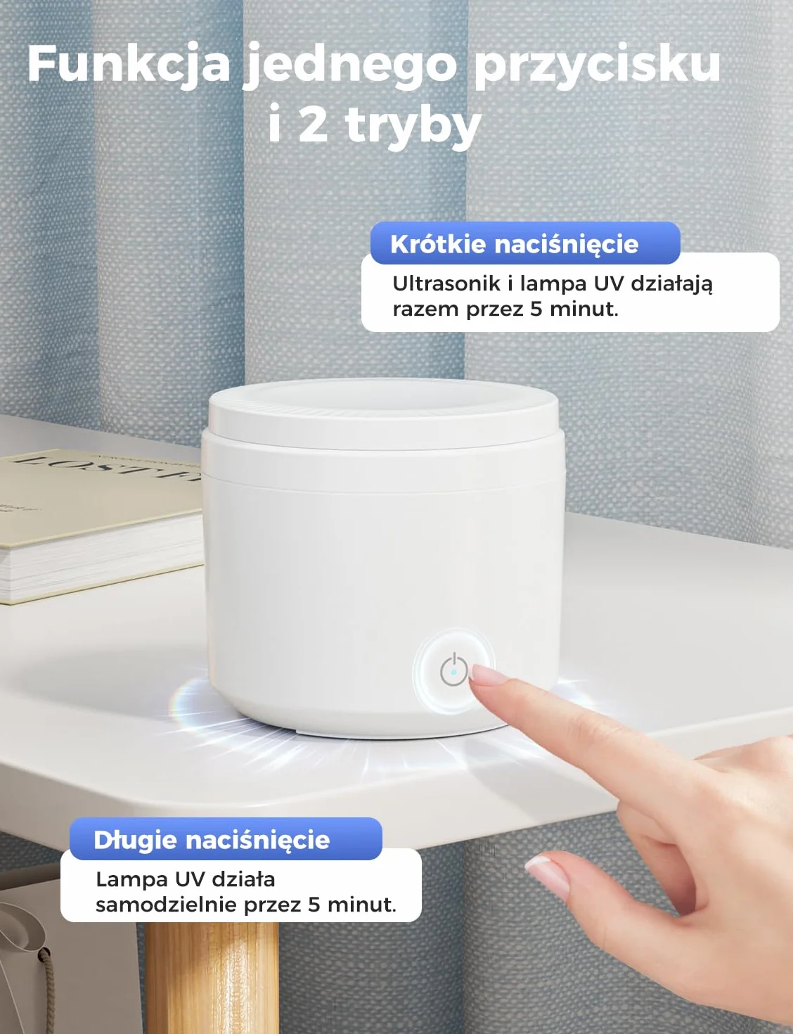 Myjka Ultradźwiękowa 48000HZ, Ultrasonic Retainers Cleaner 200ML z Lampą UV, 24W Urządzenie Do Czyszczenia Ultradźwiękowego do Protez Zębowych/Aparatów Ortodontycznych/Nakładek Invisalign