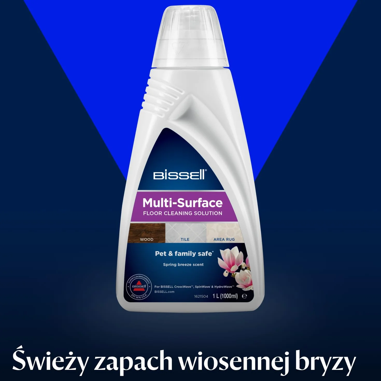 BISSELL Multi-Surface Floor Cleaning Solution, do odkurzaczy BISSELL CrossWave i SpinWave, 1 l, codzienne czyszczenie szczelnych, twardych podłóg i dywaników, 1789L