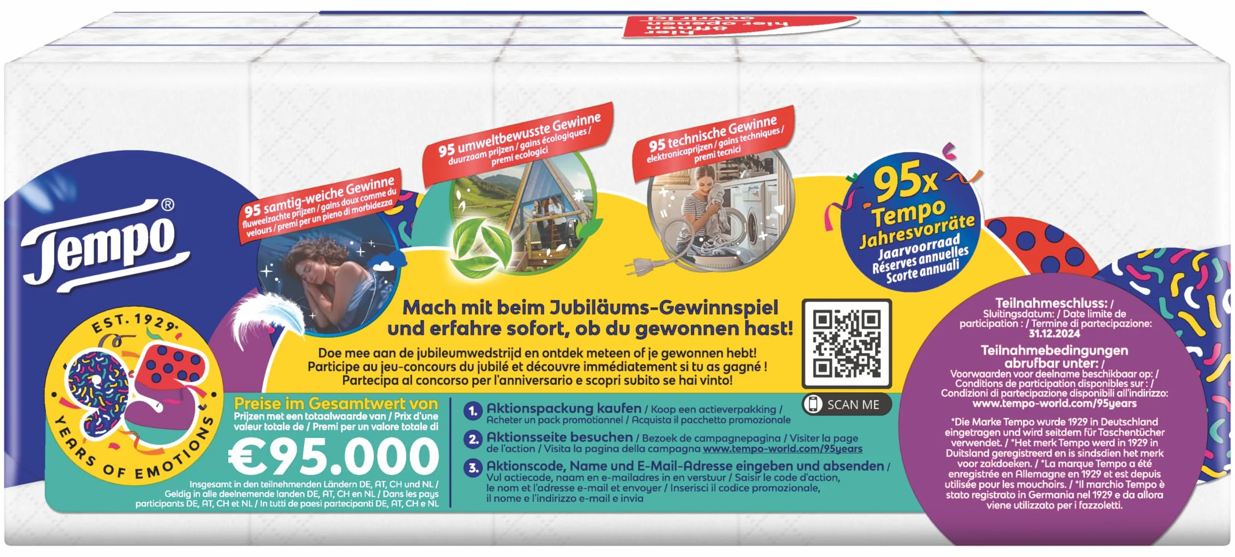 Tempo Oryginalne chusteczki higieniczne Megapack 20 opakowań