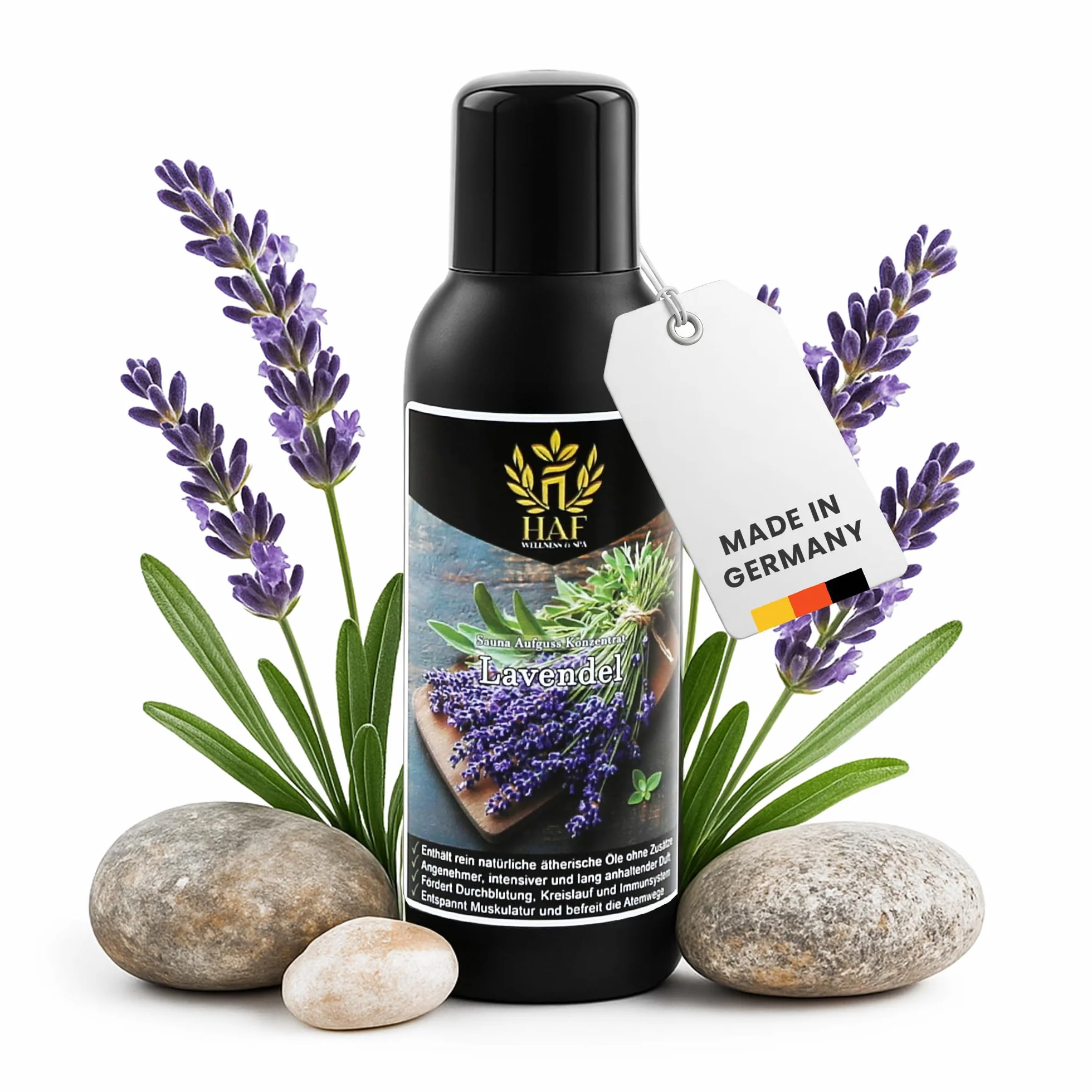 HAF Koncentrat do sauny, lawendowy, 100 ml, zapach sauny z naturalnymi olejkami eterycznymi, napar do sauny bez sztucznych dodatków, olejek do sauny zapewniający intensywny i długotrwały zapach
