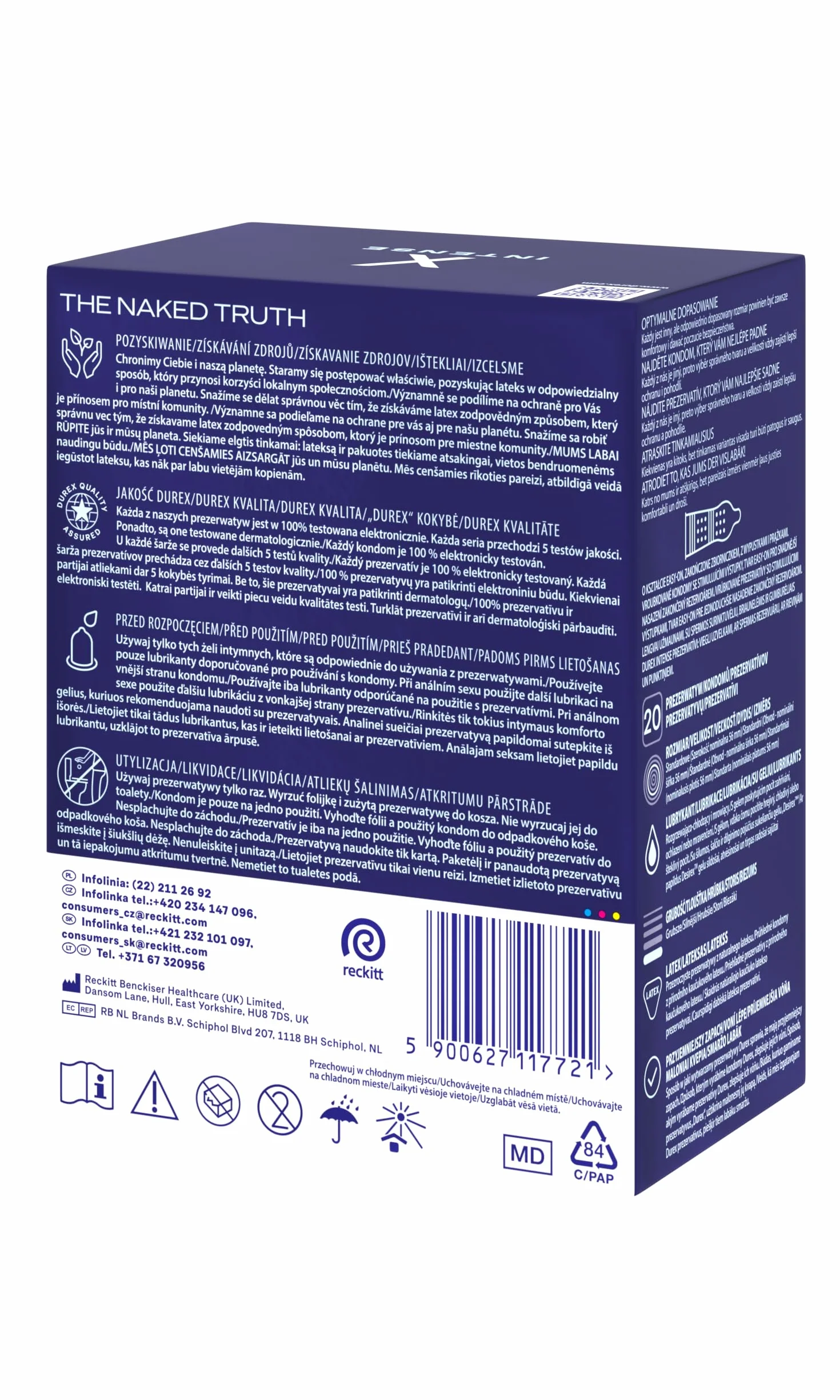 Durex Intense Prezerwatywy z wypustkami i prążkami 20 szt