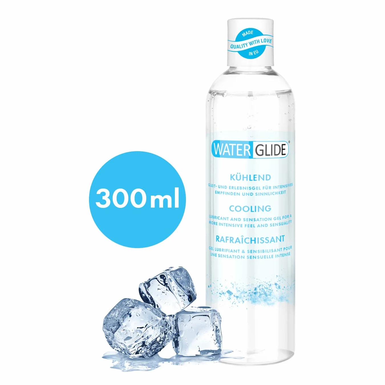 Waterglide Lubrykant chłodzący | lubrykant na bazie wody zapewnia długotrwałą zabawę, wegański, nadaje się do zabawek erotycznych i prezerwatyw | 300 ml