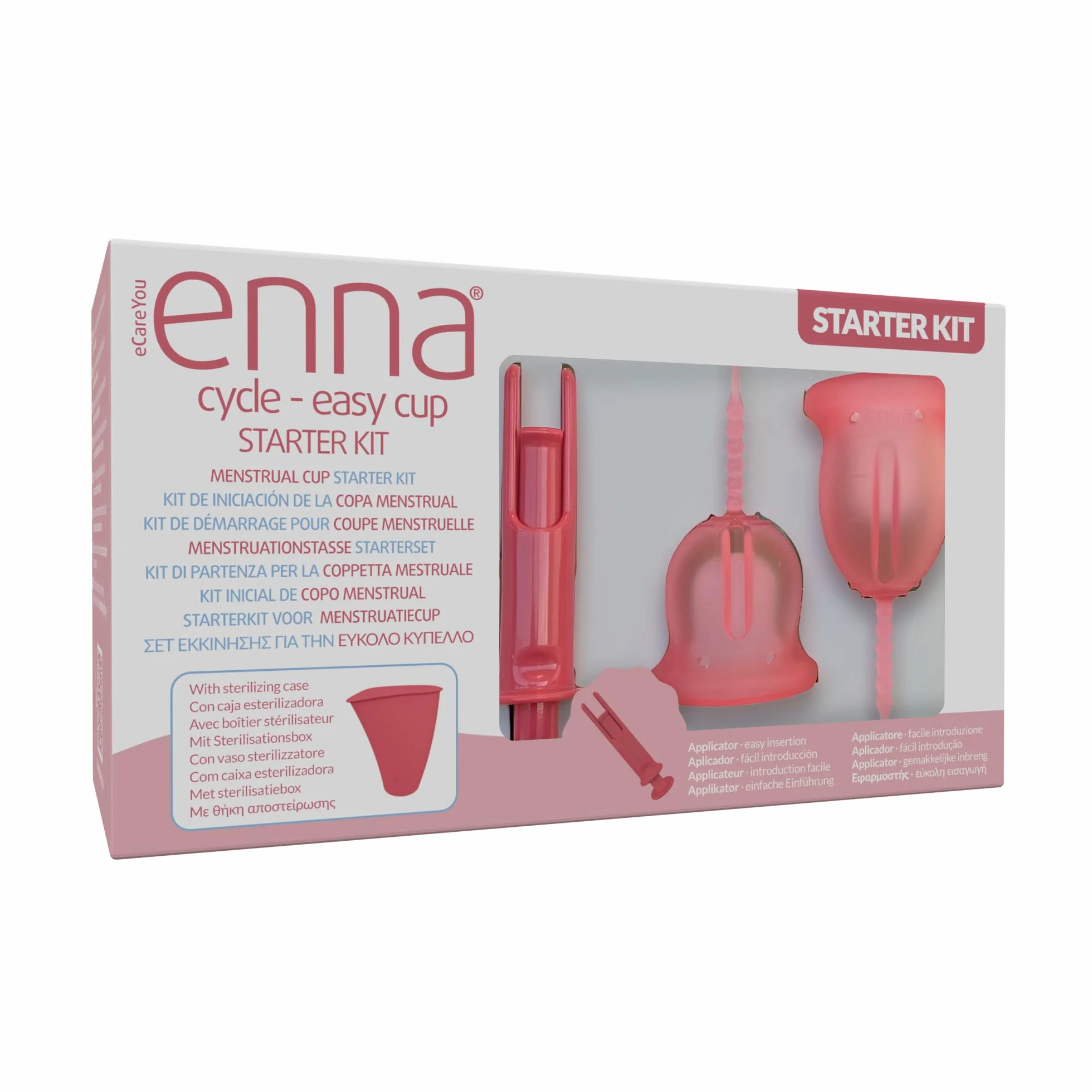 Enna Cycle Starter Set Easy 2 kubki menstruacyjne z aplikatorem i sterylizatorem
