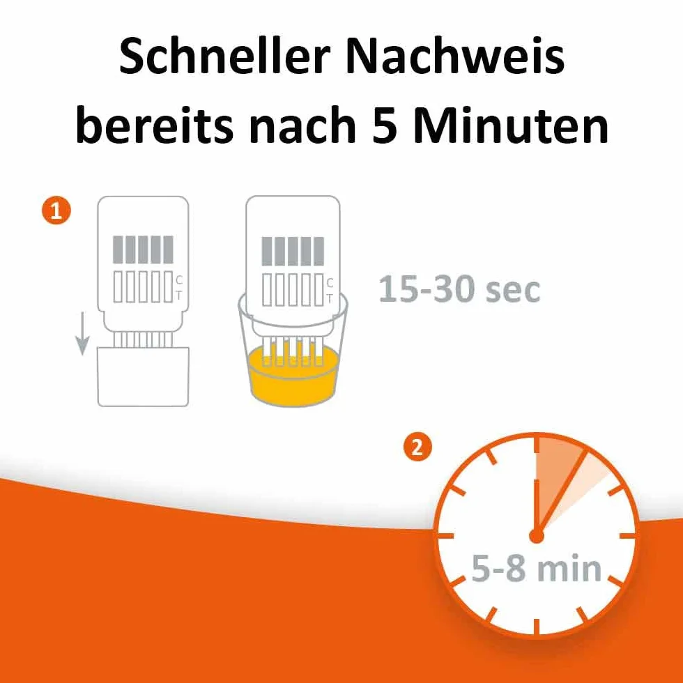 self-diagnostics Multi 5 Szybki Test Narkotykowy – Wykrywanie 5 Rodzajów Narkotyków: Kokaina, Konopie (THC), Amfetamina, Opiaty/Morfina i Metamfetamina – 5-minutowy Domowy Test Moczowy