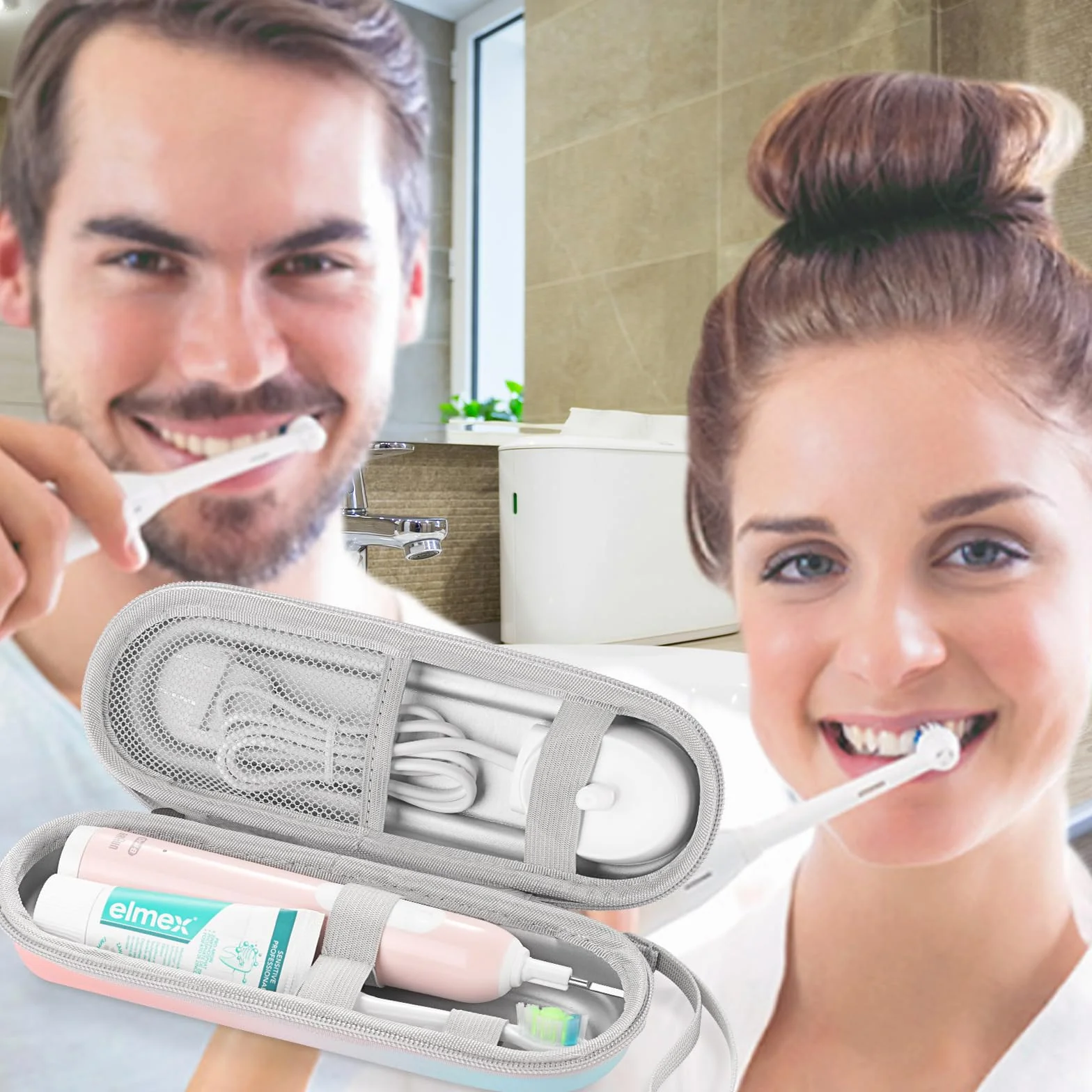 etui podróżne na szczoteczki do zębów Oral-B/Oral-B Pro/Philips Sonicare, przenośna twardoziarna torba podróżna