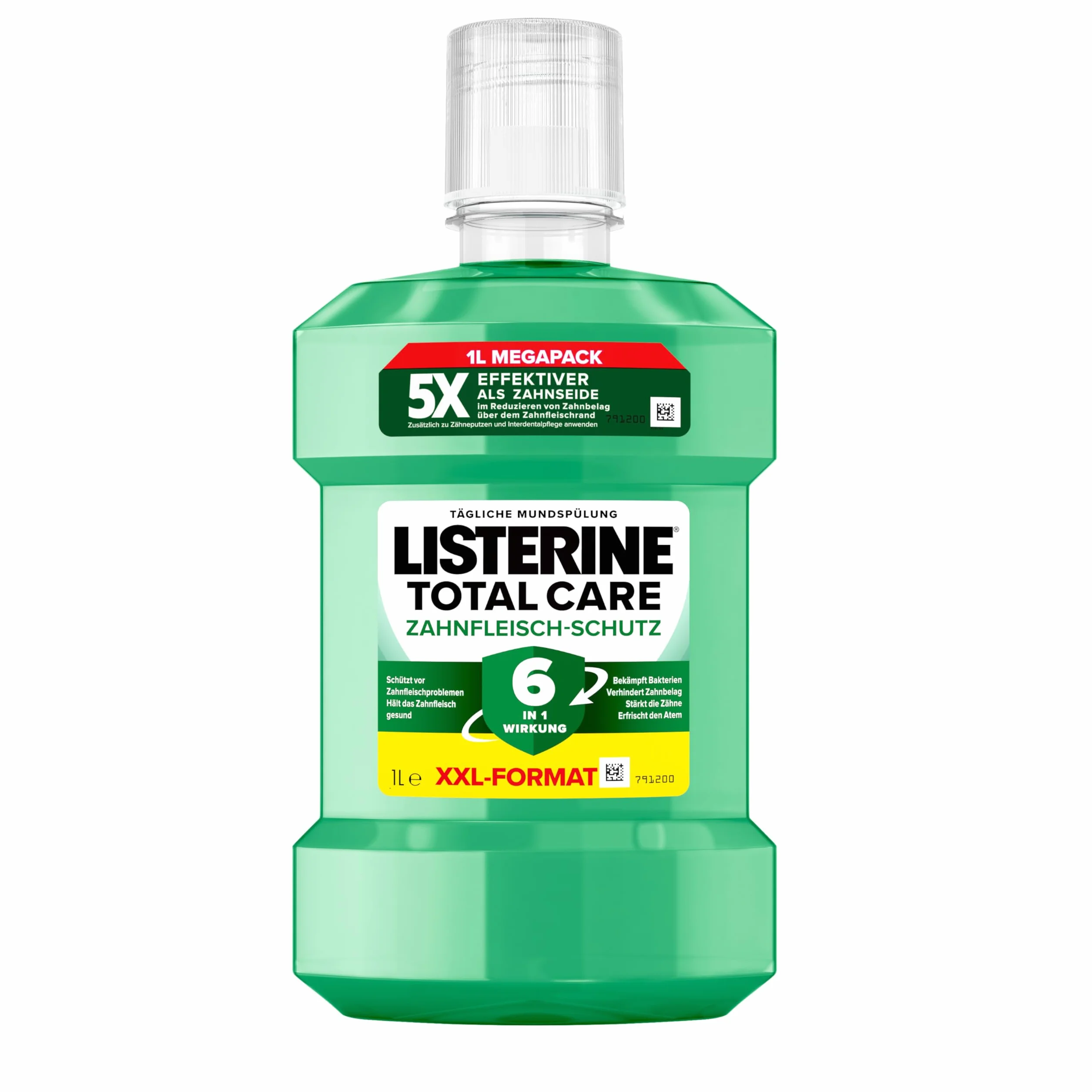 LISTERINE Total Care ochrona dziąseł (1000 ml), antybakteryjny płyn do płukania jamy ustnej z fluorem dla zdrowych dziąseł, pielęgnacja zębów, płyn do płukania jamy ustnej, redukuje ilość płytki