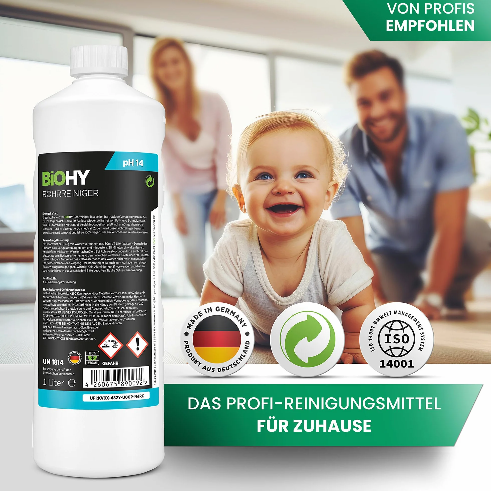 BiOHY Czyścik do rur 1l + dozownik - Silnie skoncentrowany środek do czyszczenia odpływów