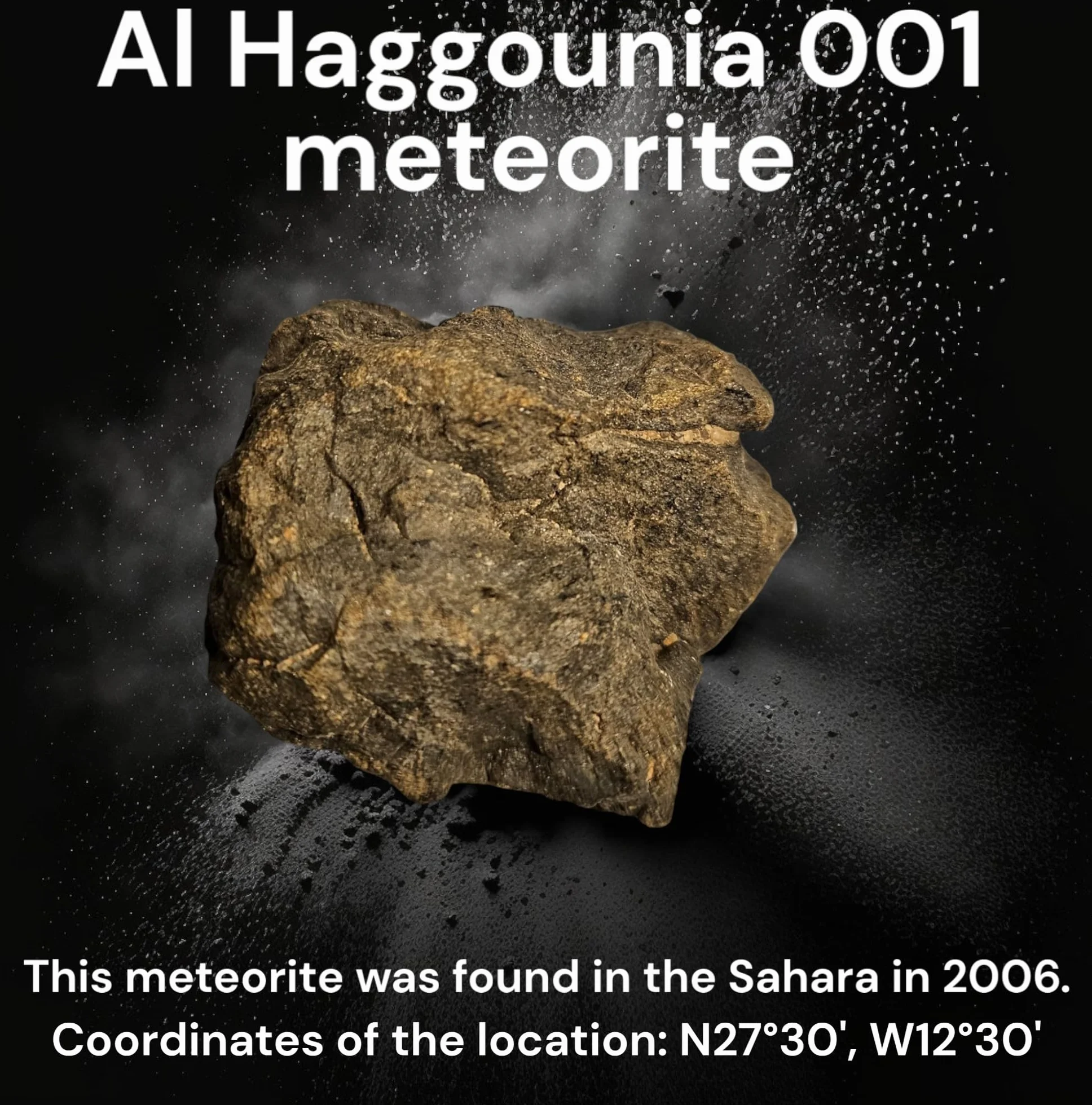 Meteoryt Al Haggounia 001 na stojaku z certyfikatem kamień kosmiczny