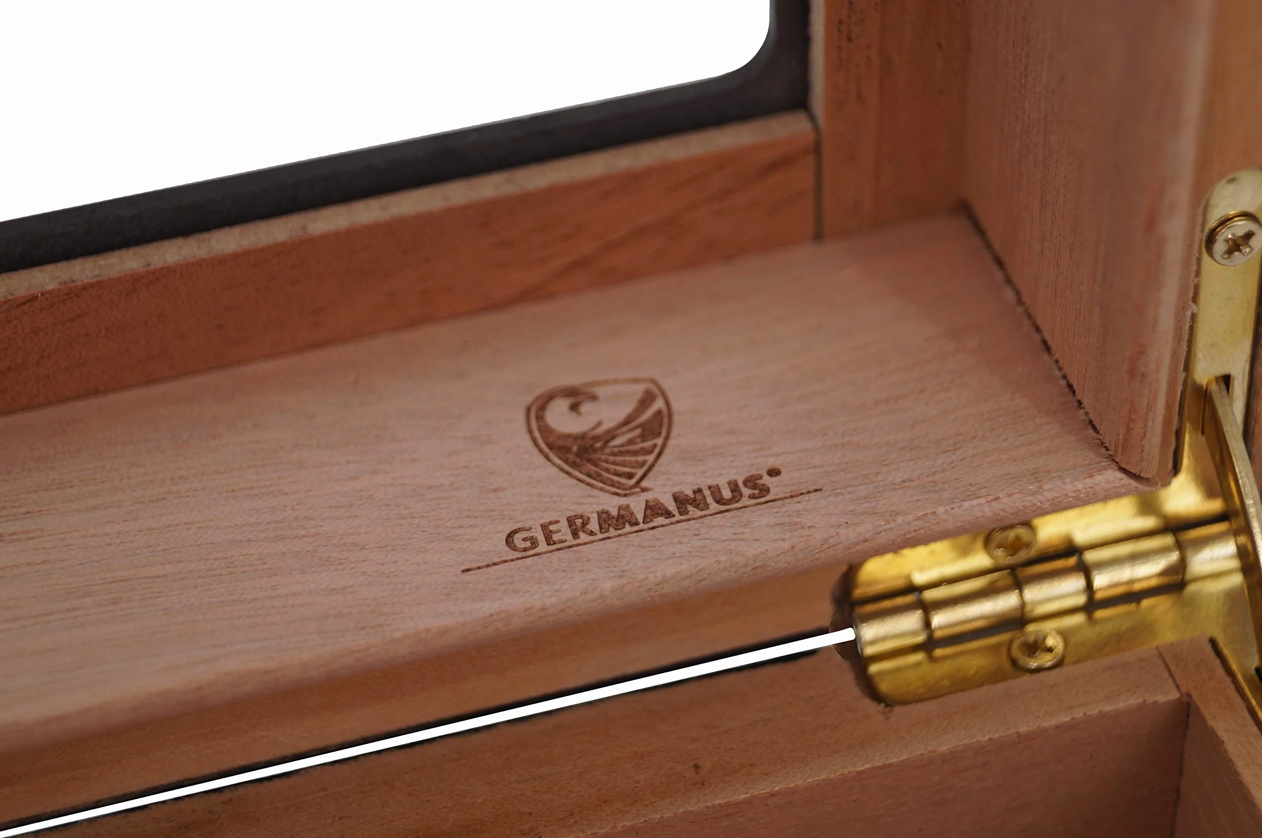 GERMANUS Humidor, Black Beauty, z prawdziwym szklanym blatem, czarny