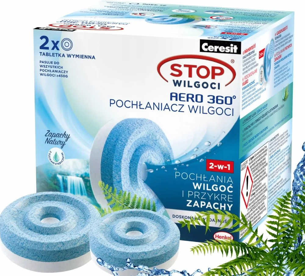 CERESIT STOP WILGOCI TABLETKI DO POCHŁANIACZA 360° 2x450G GÓRSKI WODOSPAD
