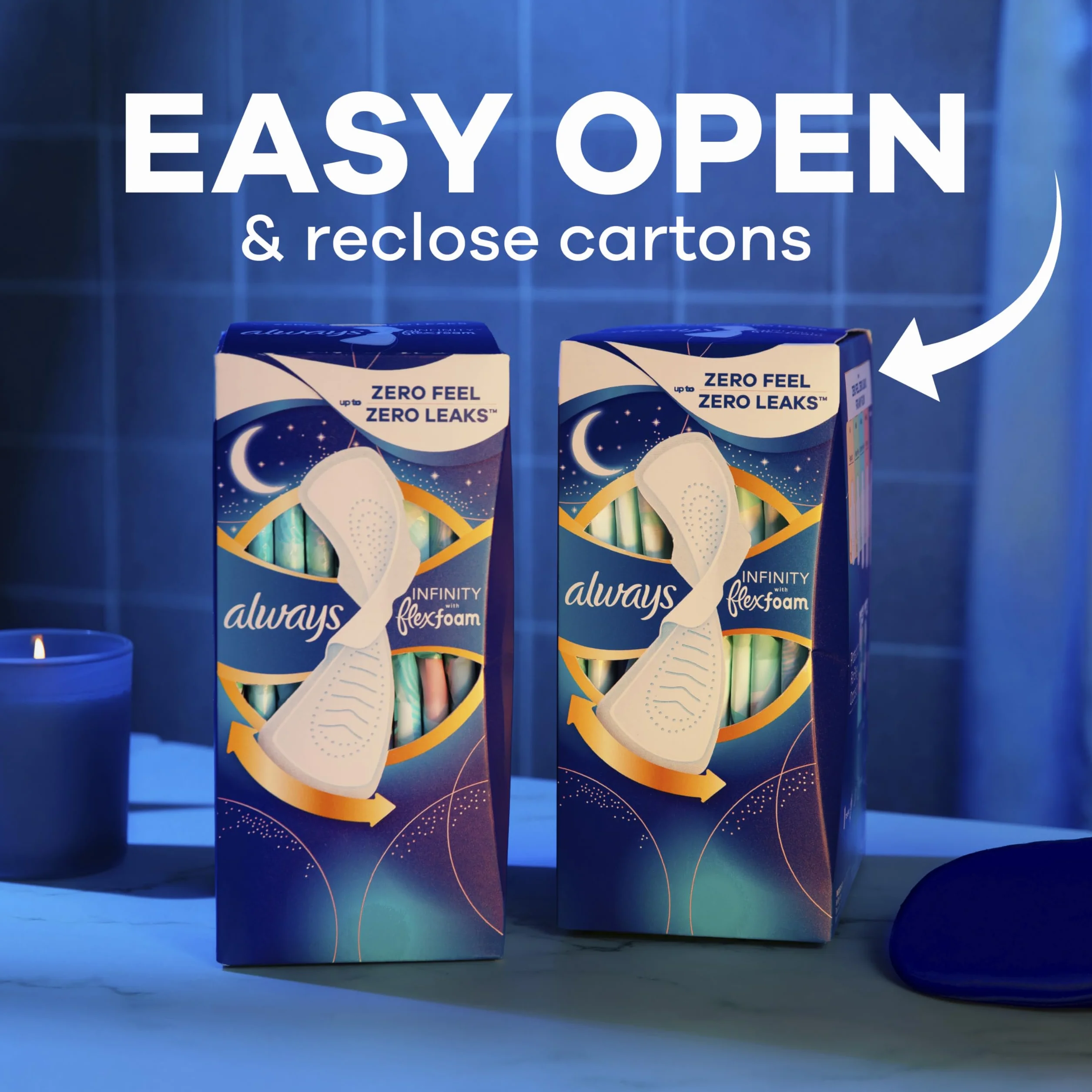 Always Infinity Kobiece poduszki dla kobiet, rozmiar 4 na noc, ze skrzydełkami, bezzapachowe, 38 szt