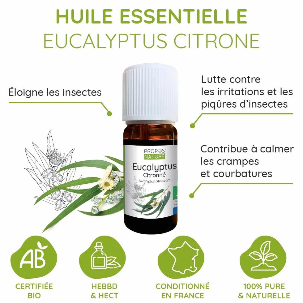 Organiczny olejek eteryczny z eukaliptusa cytrynowego - olejek z liści eukaliptusa citriodora - 100% czysty i naturalny - 10ml - PROPOZYNATURA