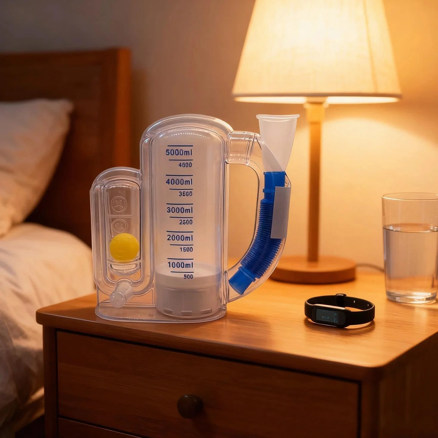 Spirometr 5000 ml, trener płuc, trener głębokiego oddychania ze wskaźnikiem przepływu, trener oddechowy, trener płuc, do ćwiczeń oddechowych, rekreacji pooperacyjnej