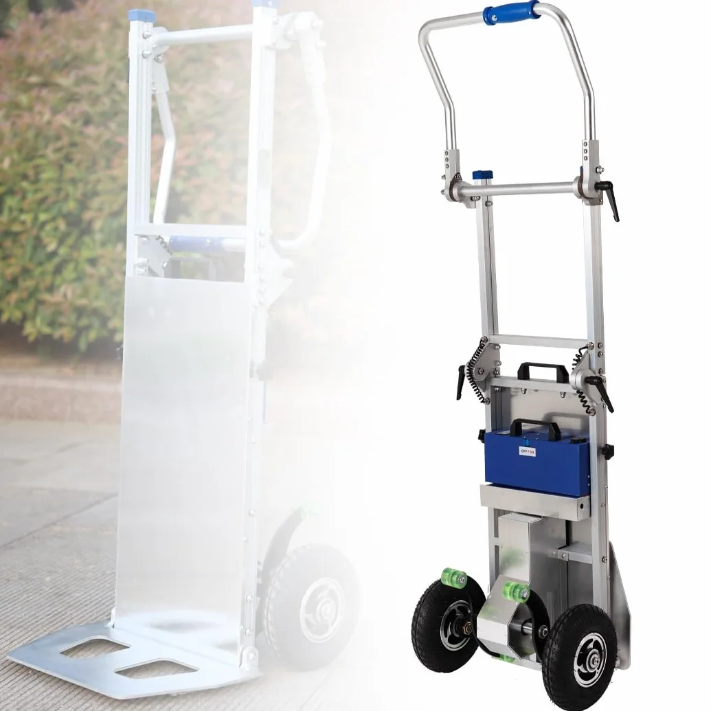 elektryczny wspinacz schodowy, z wysuwanym uchwytem, silnik bezszczotkowy, składany wózek na kółkach, kółka, wózek dolly, nośność 200 kg / 440 kg A