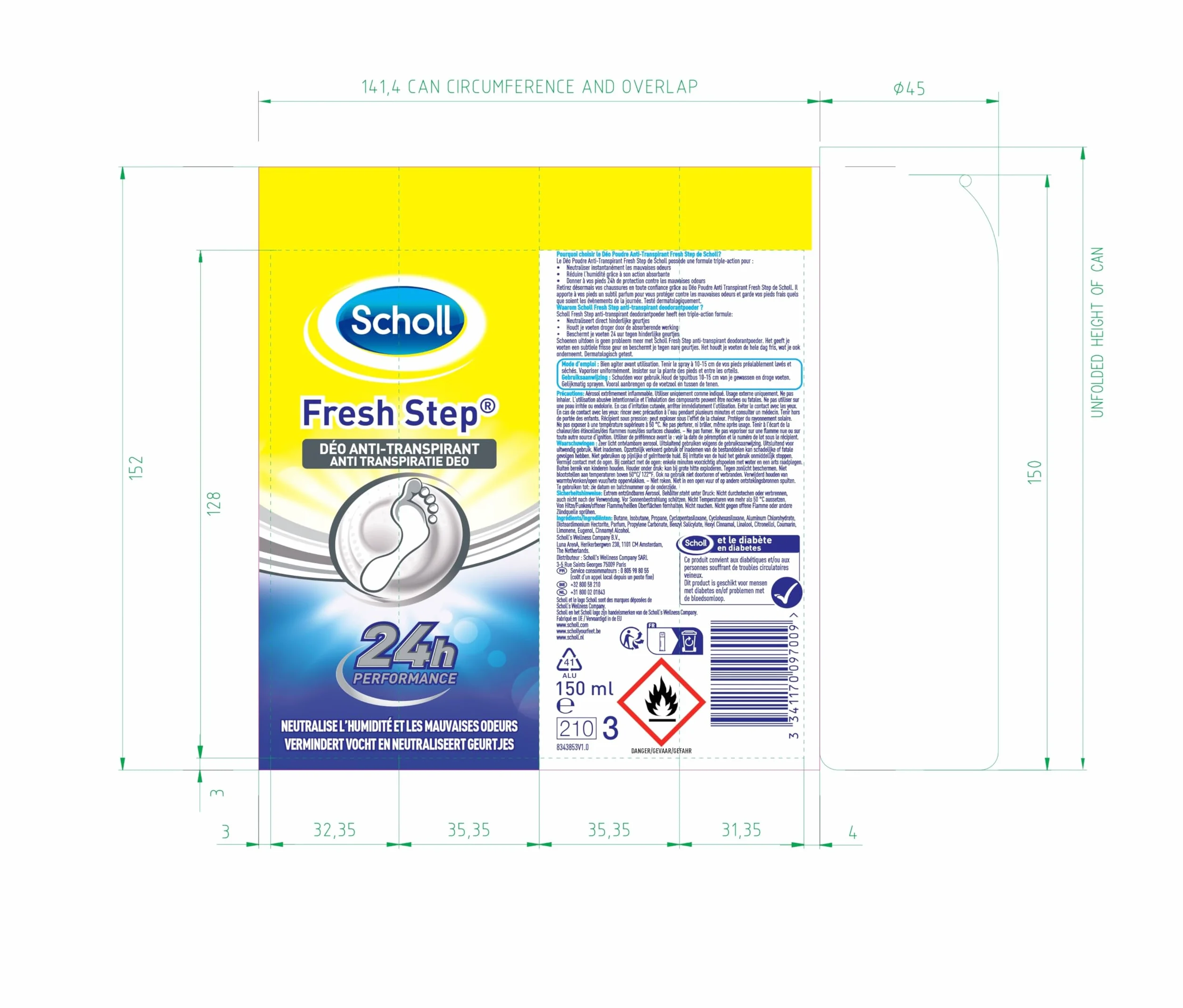 Scholl Anti Transpirant Powder Spray 150 ml - Zestaw 2 szt