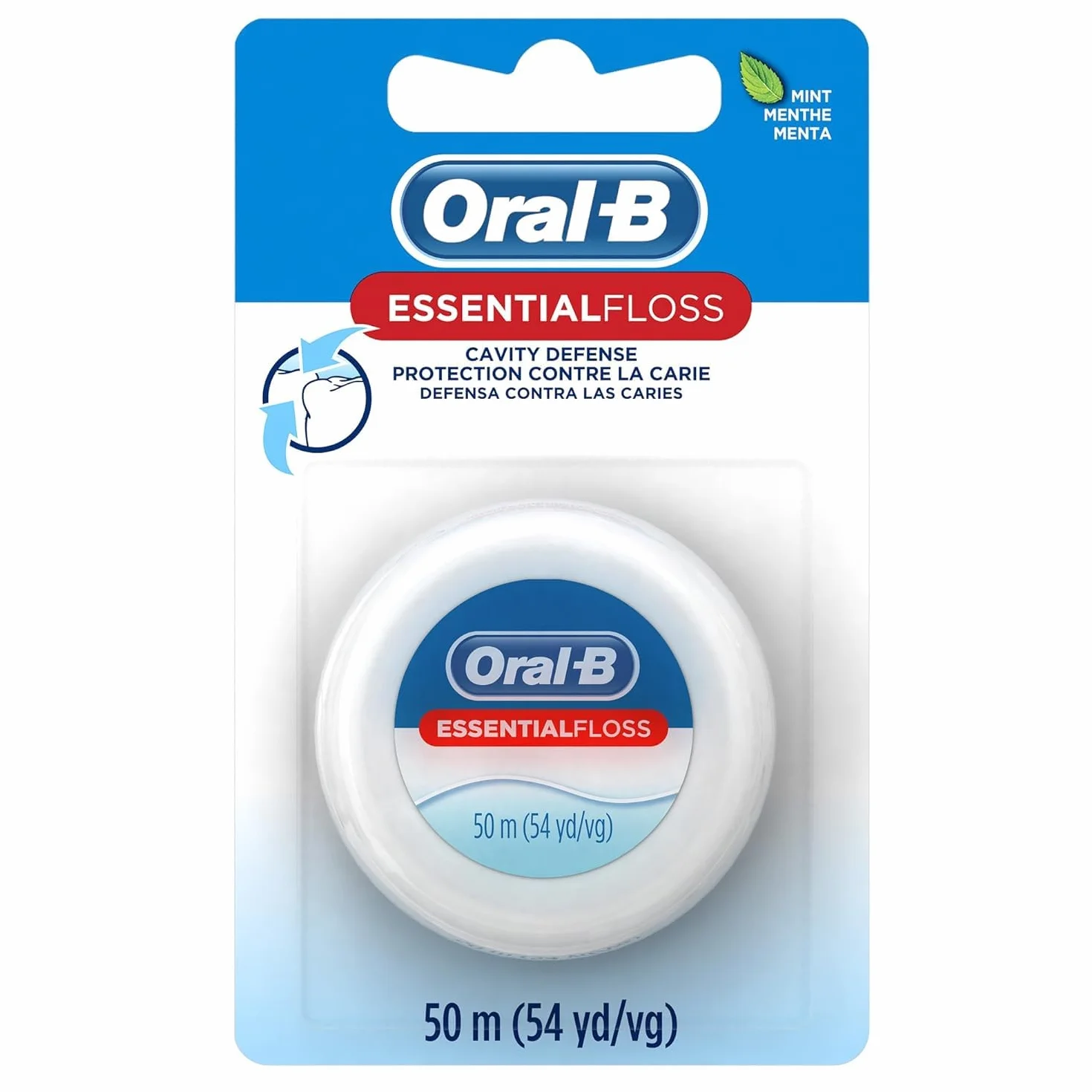 Oral-B Nić dentystyczna Essentialfloss miętowy woskowany 50 m, 3 sztuki