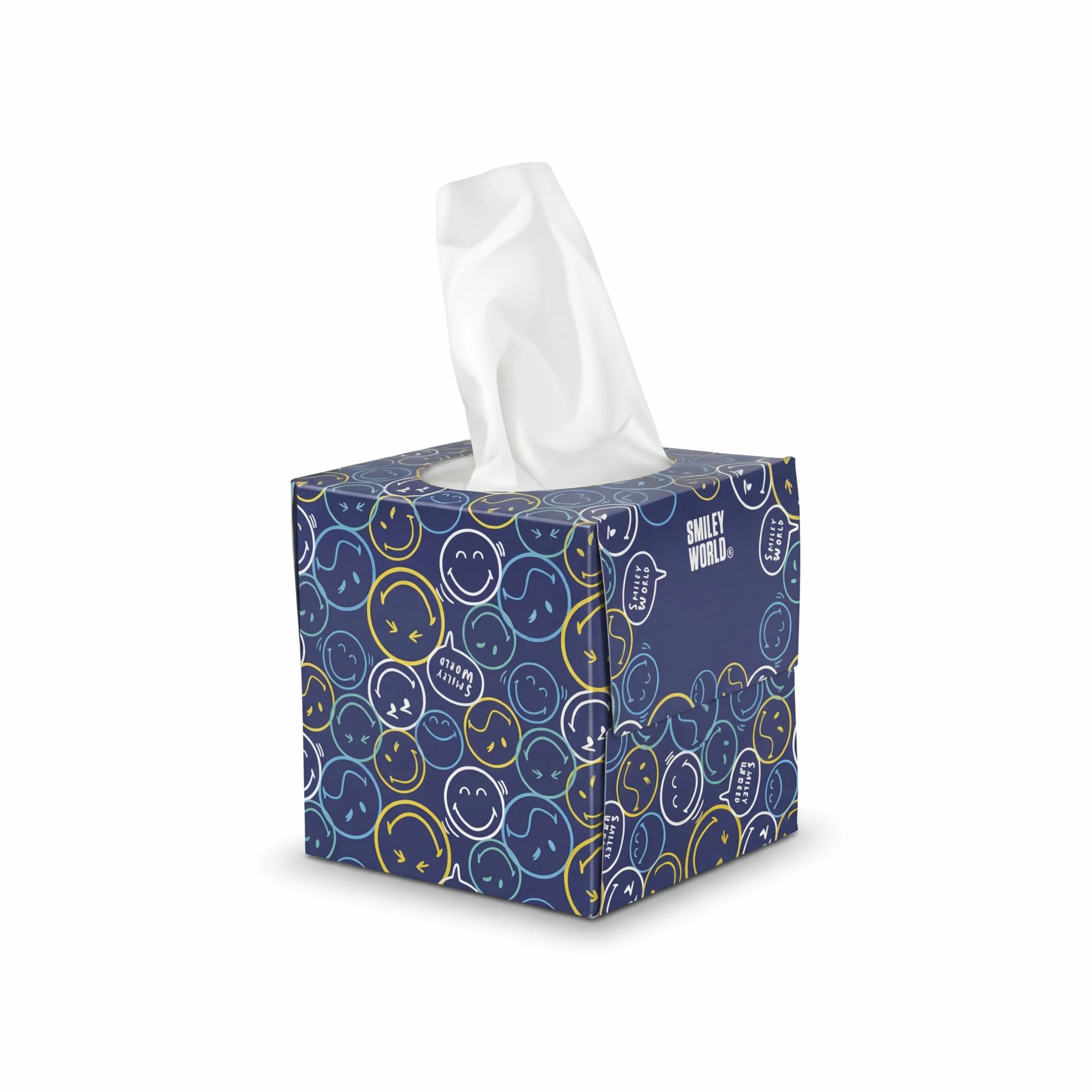 SMILEYWORLD Ultra Soft chusteczki higieniczne – 12 pudełek na kostki x 48 arkuszy (łącznie 576 arkuszy), 3-warstwowe – 3 wzory – bardzo miękkie, przyjazne dla skóry i trwałe – pudełko na chusteczki