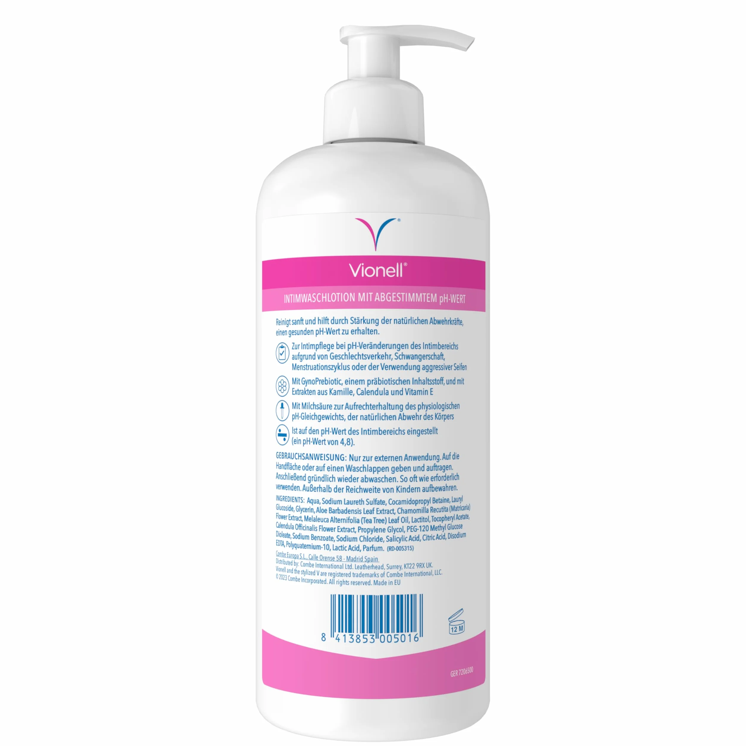 Vionell Balsam do mycia intymnego dla kobiet, równowaga pH, do codziennej higieny intymnej, do zewnętrznej pielęgnacji intymnej, z LactoPrebiotic, wzmacnia naturalną obronę 500 ml