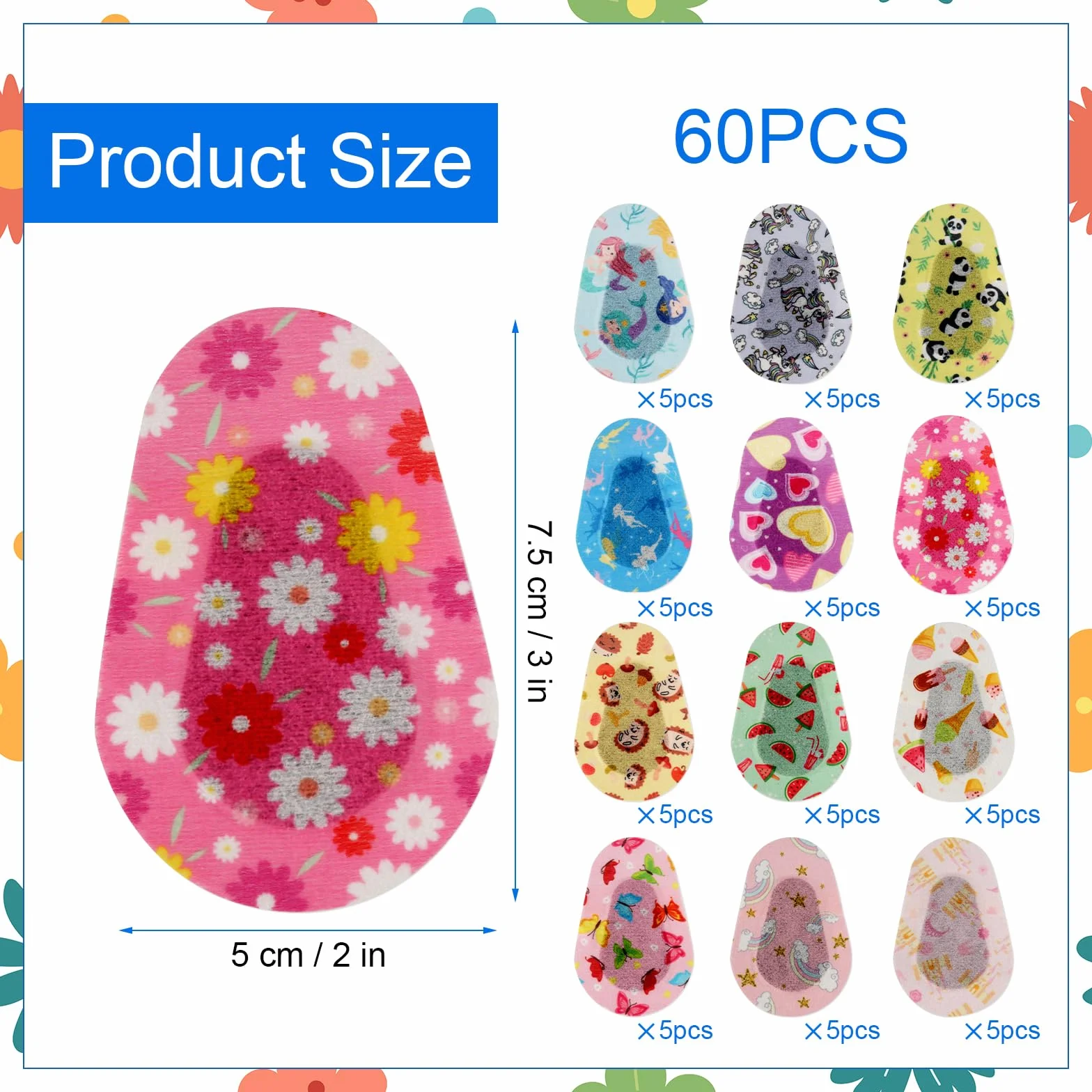 Platki na Oczy dla Dzieci 60 Sztuk 5x7,5 cm Klej Bandaz Blokujaca Swiatlo Oddychajaca Maska na Oczy