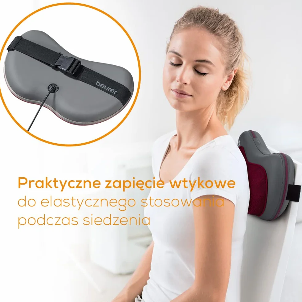 Beurer MG 149 urządzenie do masażu, elektroniczna poduszka do masażu szyi i szyi z 4 głowicami do masażu Shiatsu i funkcją ogrzewania, do biura i domu