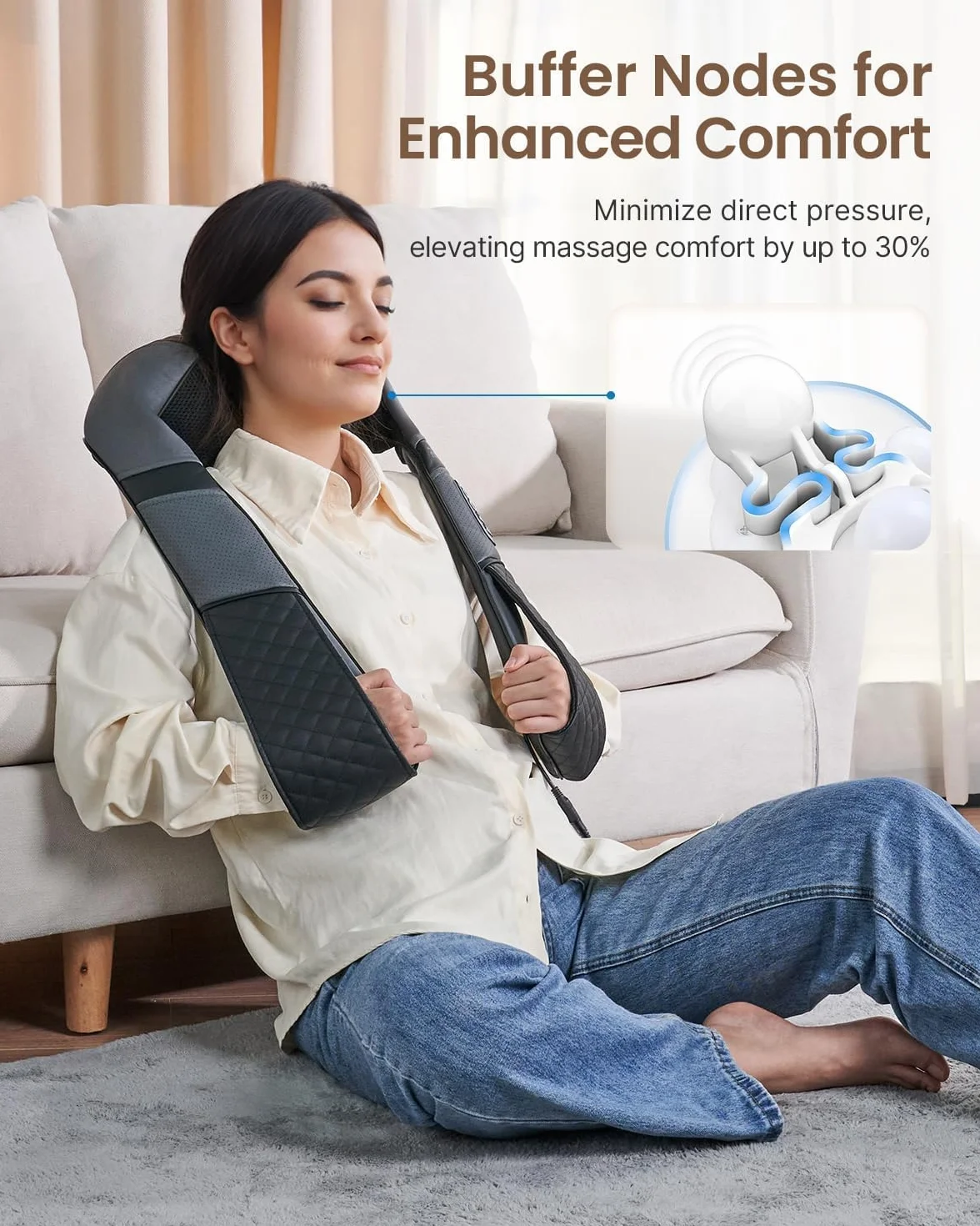 RENPHO Back Neck Massager with Heat Shiatsu Shoulder Deep Tissue Kneading Pain Relief Home Office