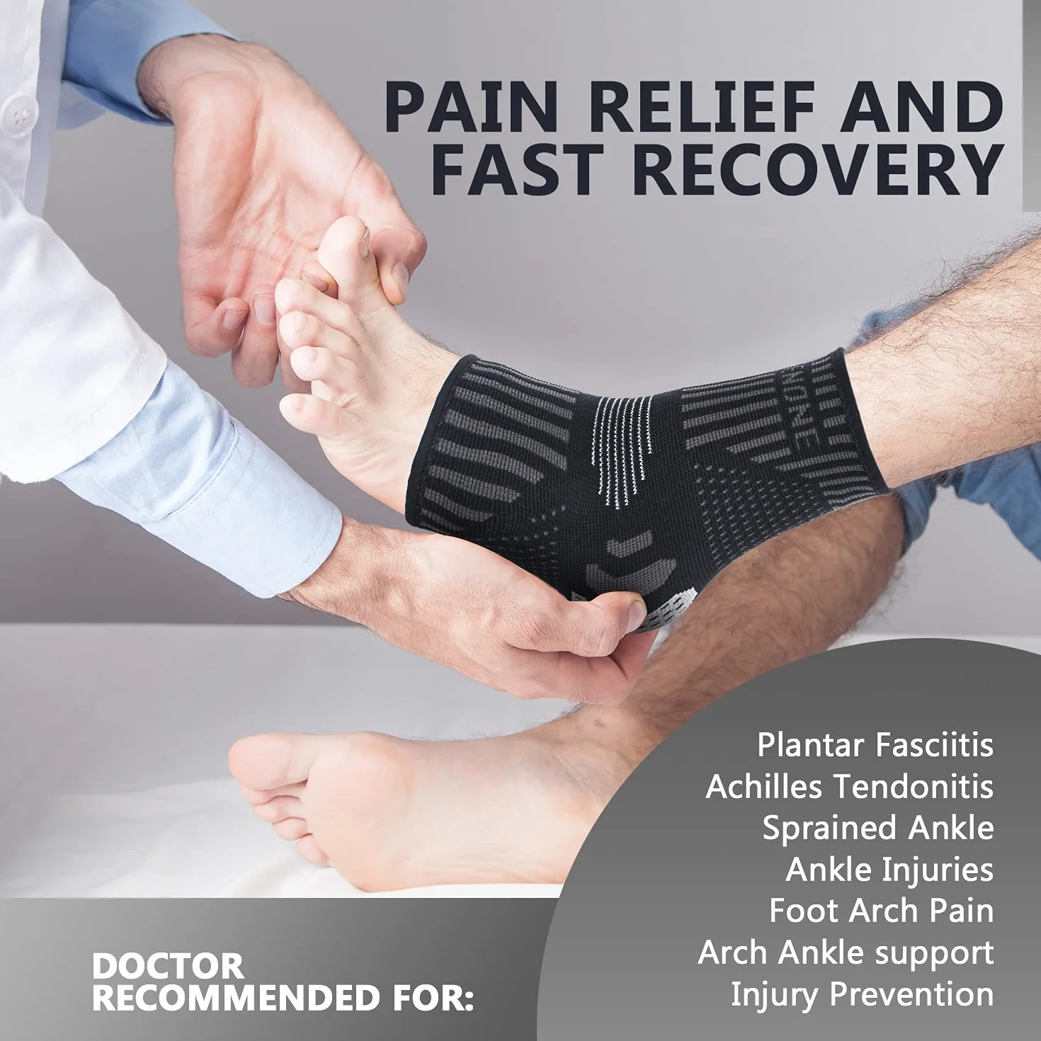 2 pakiet bandaż na kostkę, oddychający skarpety na zapalenie powięzi podeszwy, antypoślizgowe skarpety uciskowe na kostkę na bólu stawów, uszkodzenie więzadeł, kontuzji kostki, sportu