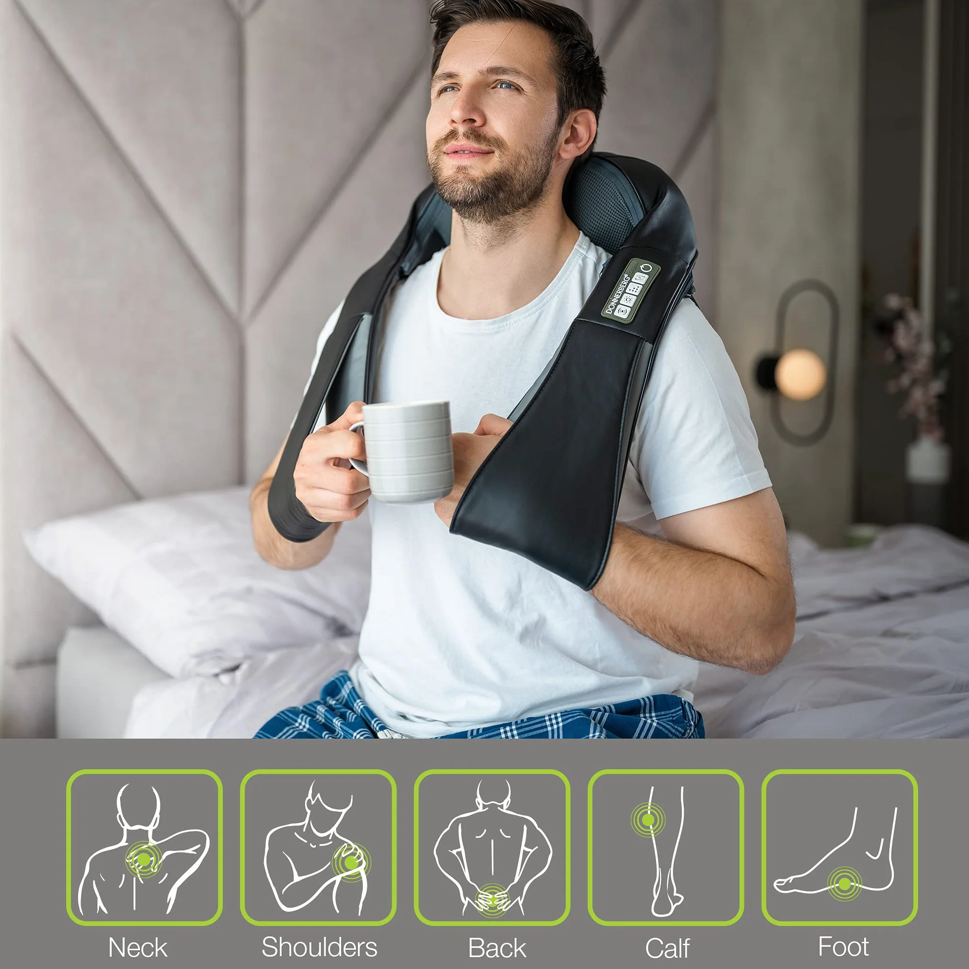 Donnerberg masażer Shiatsu do pleców i ramion z funkcją grzania i wibracjami