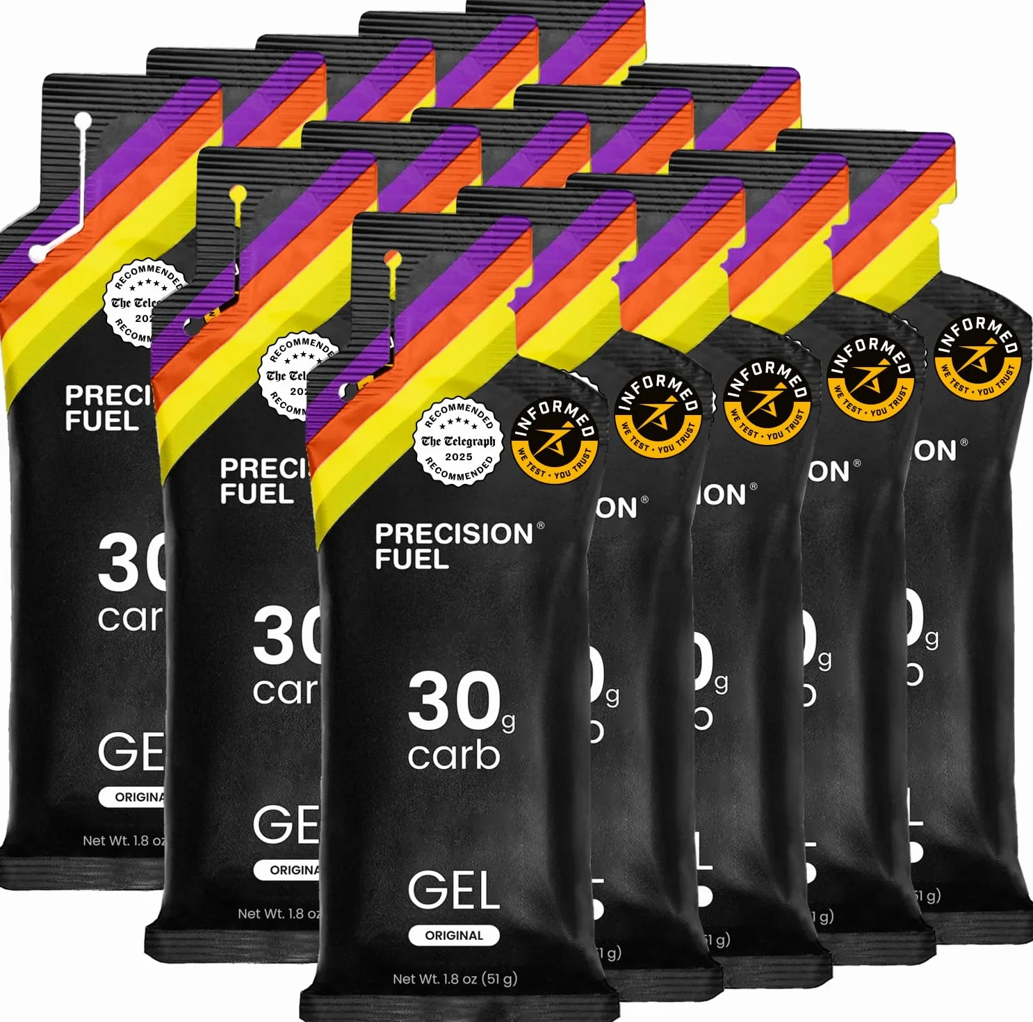 Precision Fuel 30 Żele Energetyczne 30g Węglowodanów Łagodny Smak Sportowcy Wytrzymałościowi 15 żele