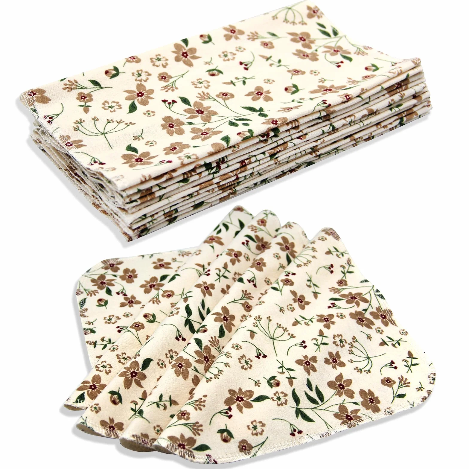 PINOWU Ręczniki papierowe wielokrotnego użytku bawełniane ściereczki (12 szt.), chłonne ściereczki kuchenne (25 x 25 cm) zmywalne ręczniki bez papieru bez odpadów alternatywne serwetki do kuchni