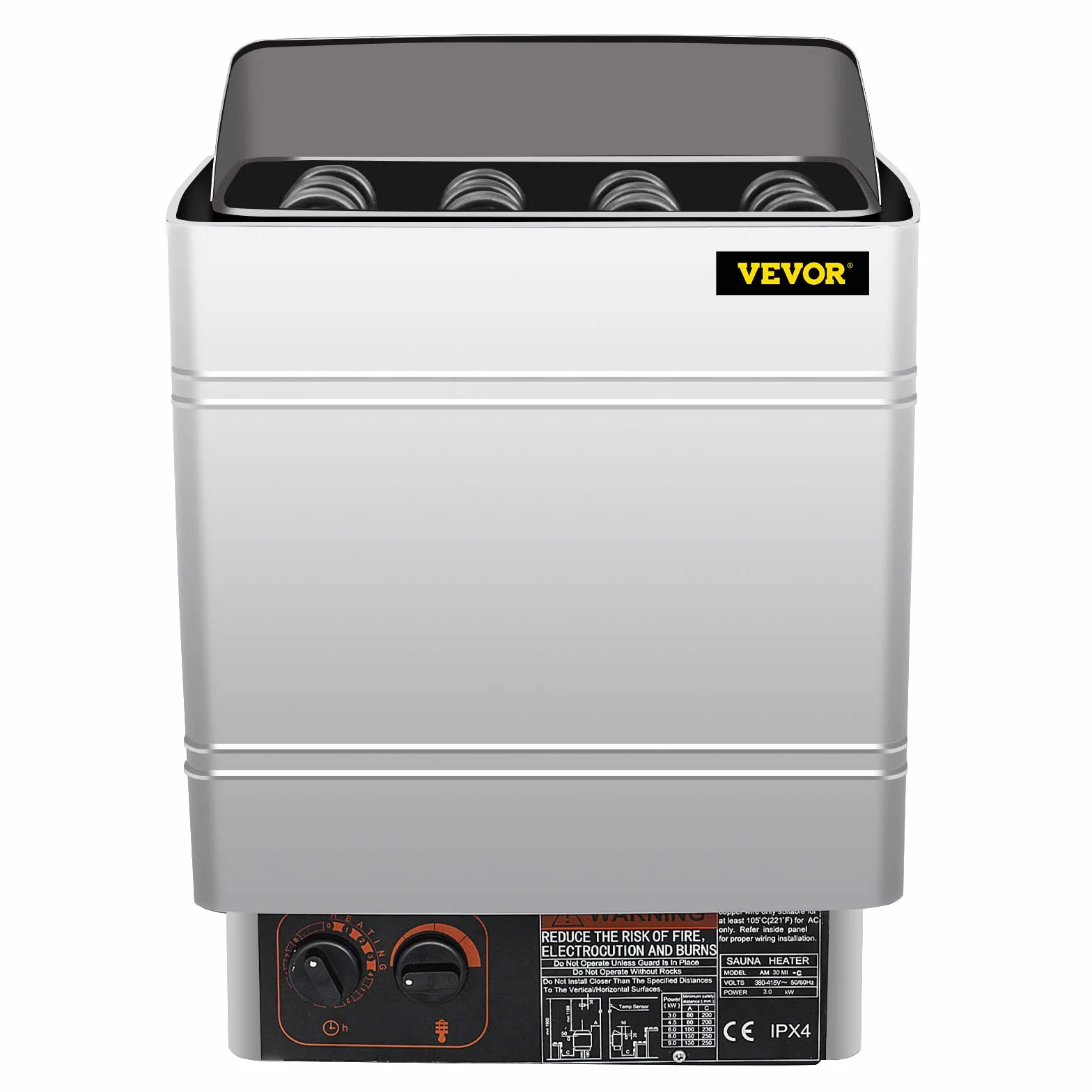 FlowerW Piec do sauny 9 kW, kuchenka elektryczna do sauny 380 V – 415 V, elektryczny piec do sauny, 2 tryby (temperatura, czas), z zewnętrznym urządzeniem sterującym i czujnikiem temperatury 3M