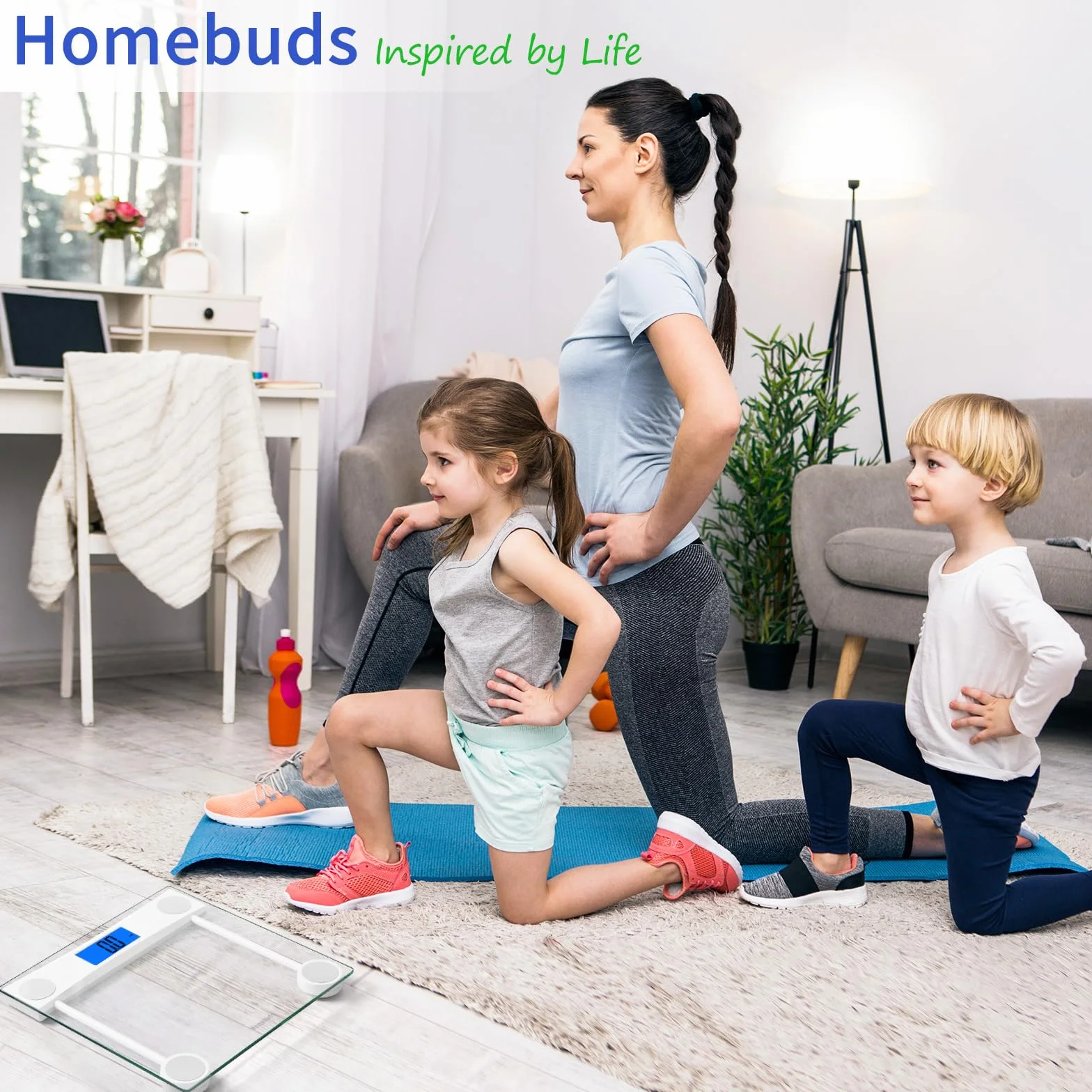 Homebuds Waga łazienkowa do pomiaru masy ciała, wysoka precyzja zapewniana przez profesjonalną fabrykę wag od 2001 r., LCD i funkcja Step-On, 2*AAA w zestawie, 180 kg, Przezroczyste Szkło