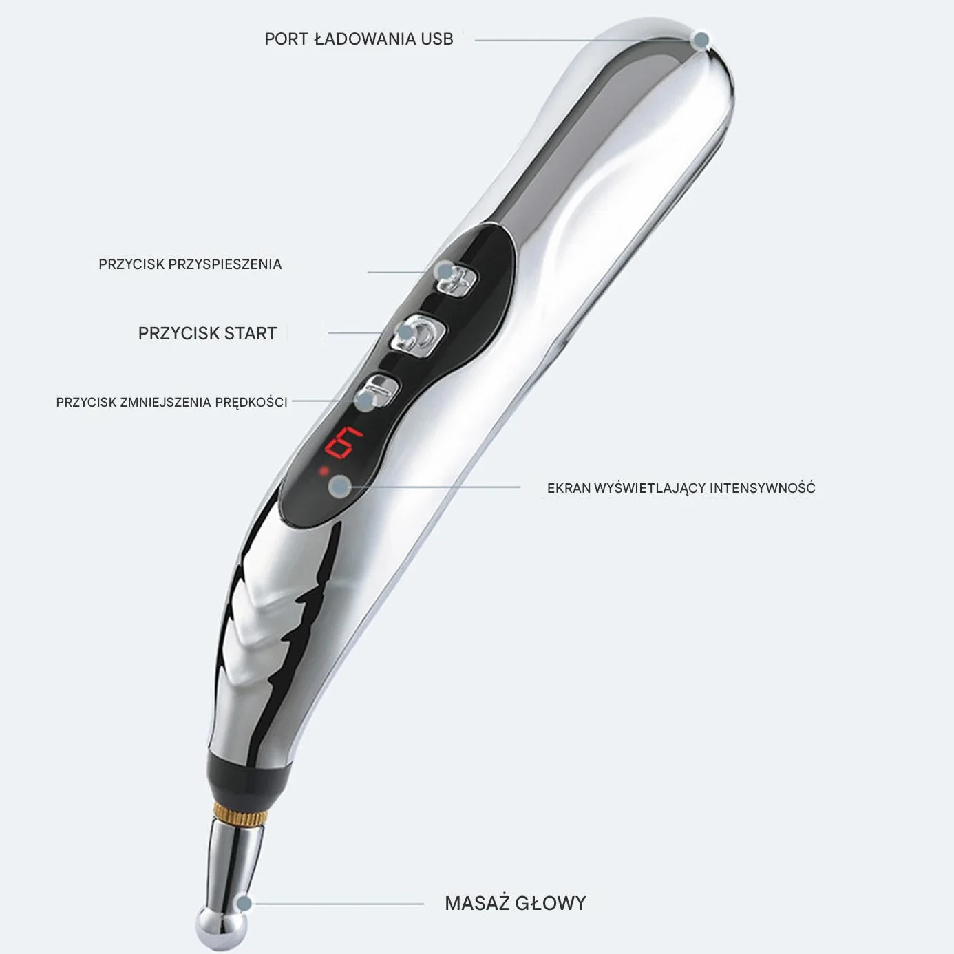 Massage Pen, Meridian Energy Pulse Electric Stimulator, 203g Portable Rechargeable with Adjustable Intensity for Muscle Relaxation