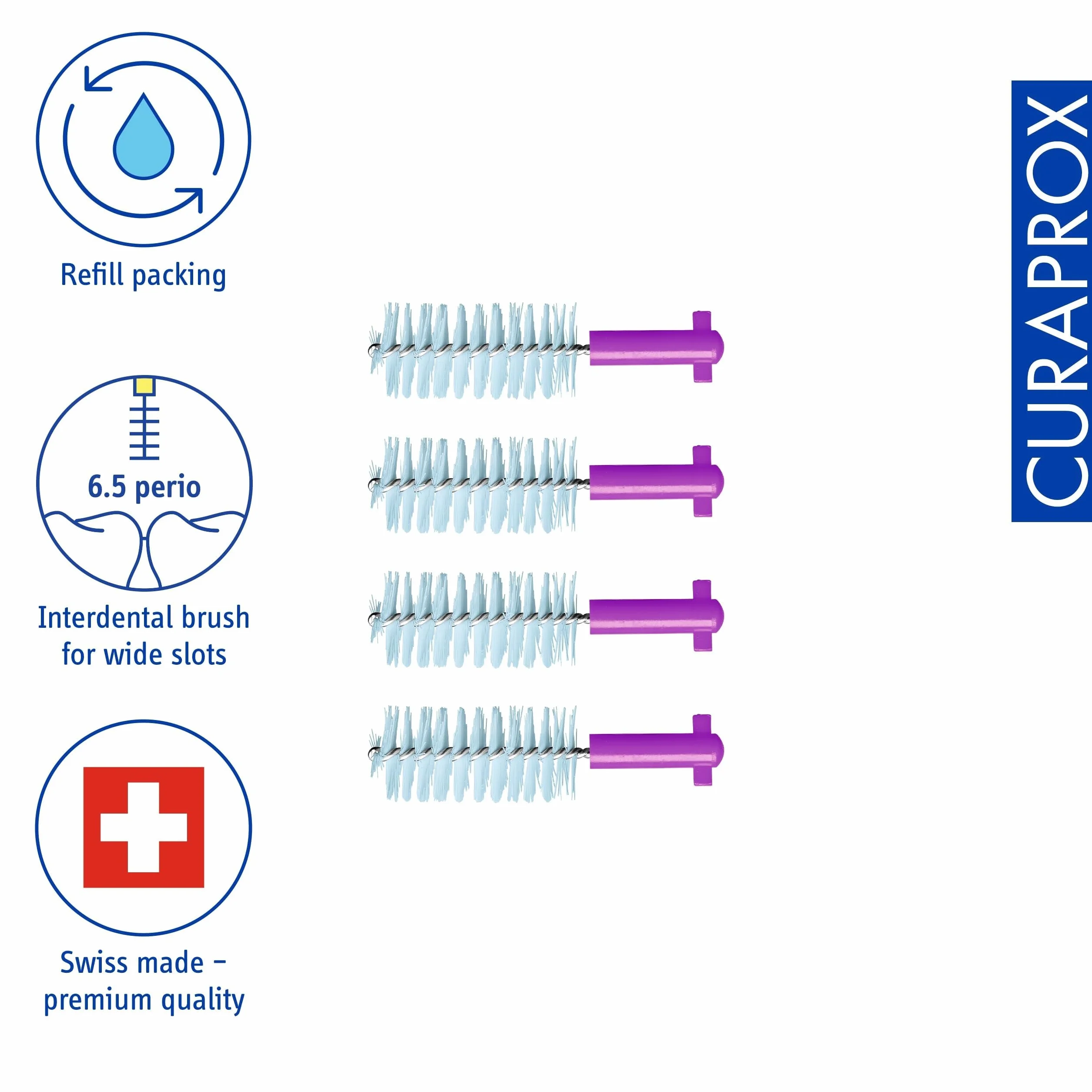 Curaprox Wkłady do szczoteczek międzyzębowych CPS 406 Perio - do szerokich szczelin i wrażliwych dziąseł | Ultra-cienkie włókna/Fuksja / 4-Pack/zaprojektowany w Szwajcarii