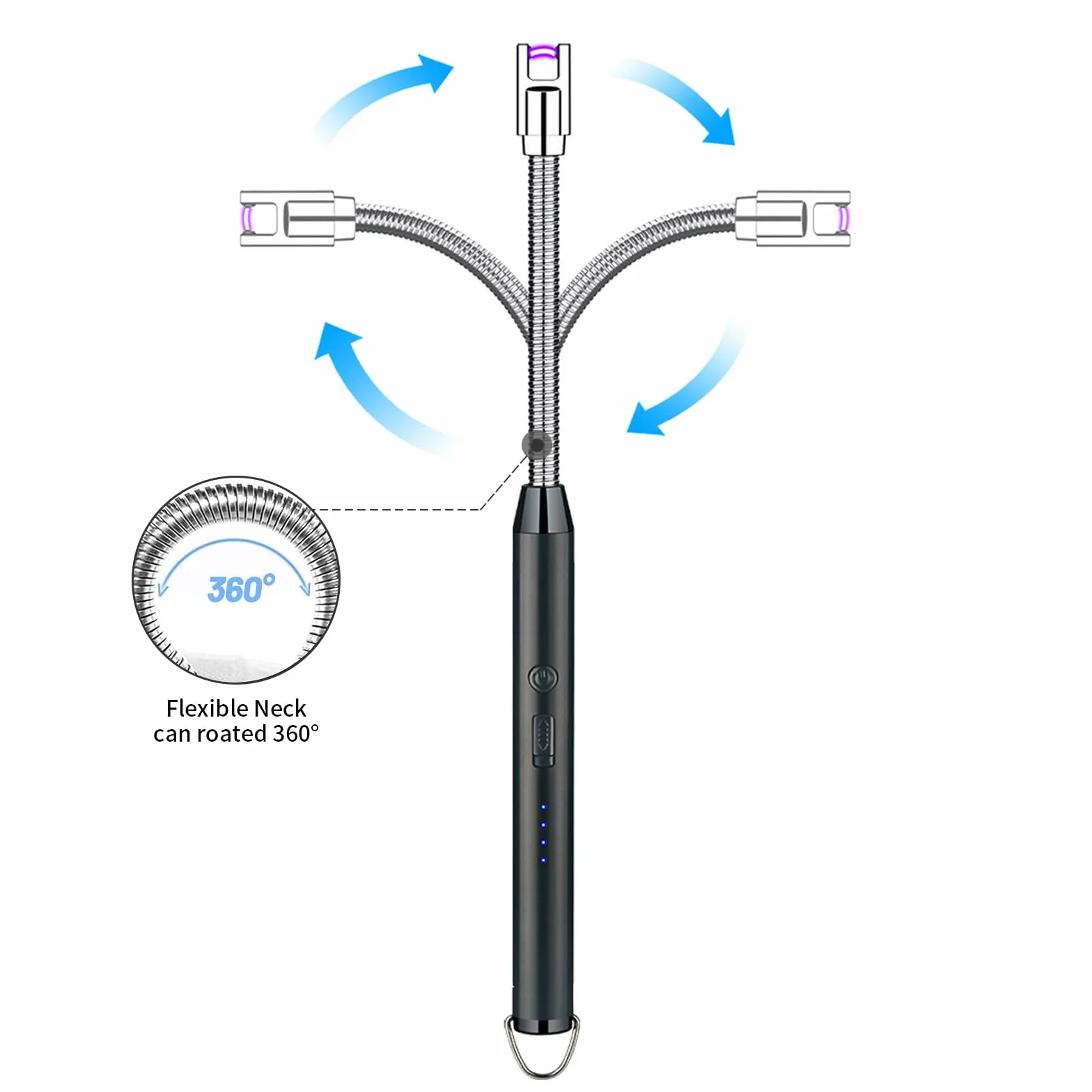 Newaner Stick Lighter, Electric Arc Lighter with Longer Neck, Electronic Lighter USB Rechargeable Windproof Flameless for Kitchen Stove Camping Fireworks Fireplace Candles Lighting Black